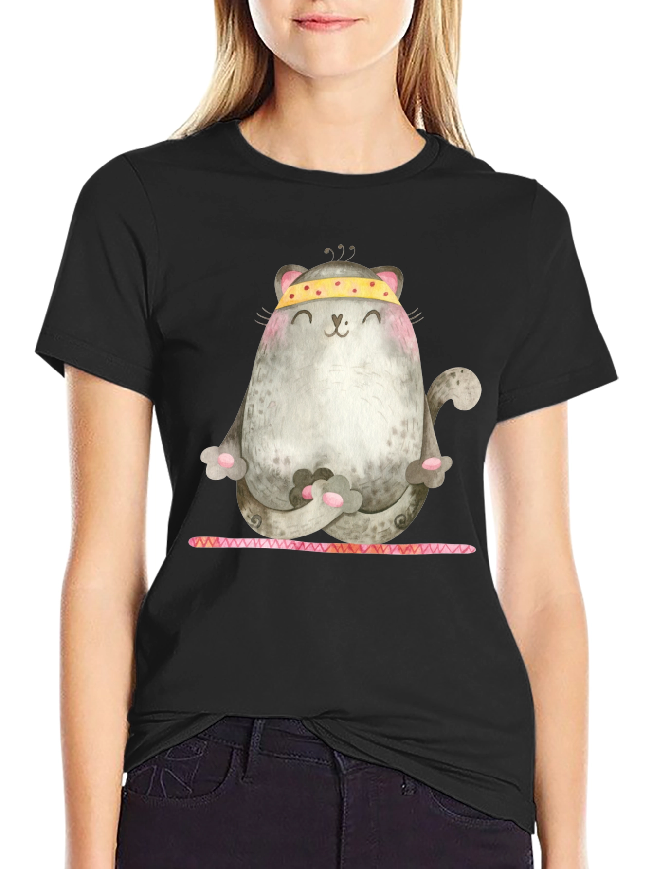 Yoga Cat Graphic Tee - Zen Kitten Shirt