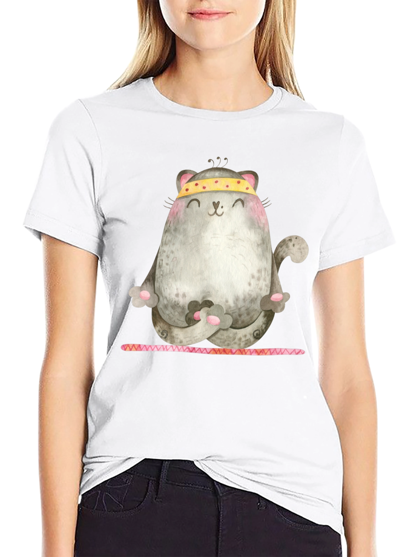 Yoga Cat Graphic Tee - Zen Kitten Shirt