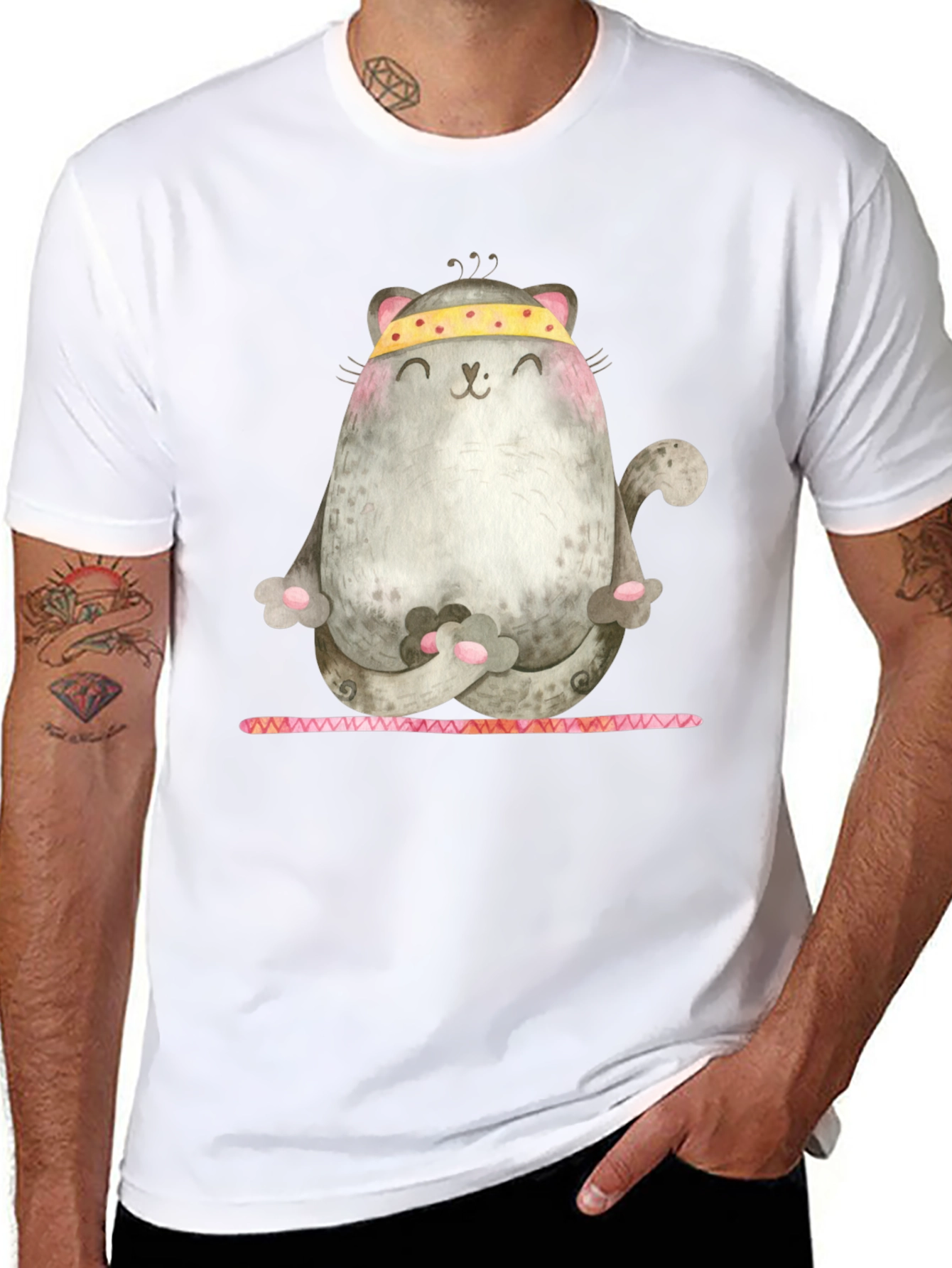 Yoga Cat Graphic Tee - Zen Kitten Shirt
