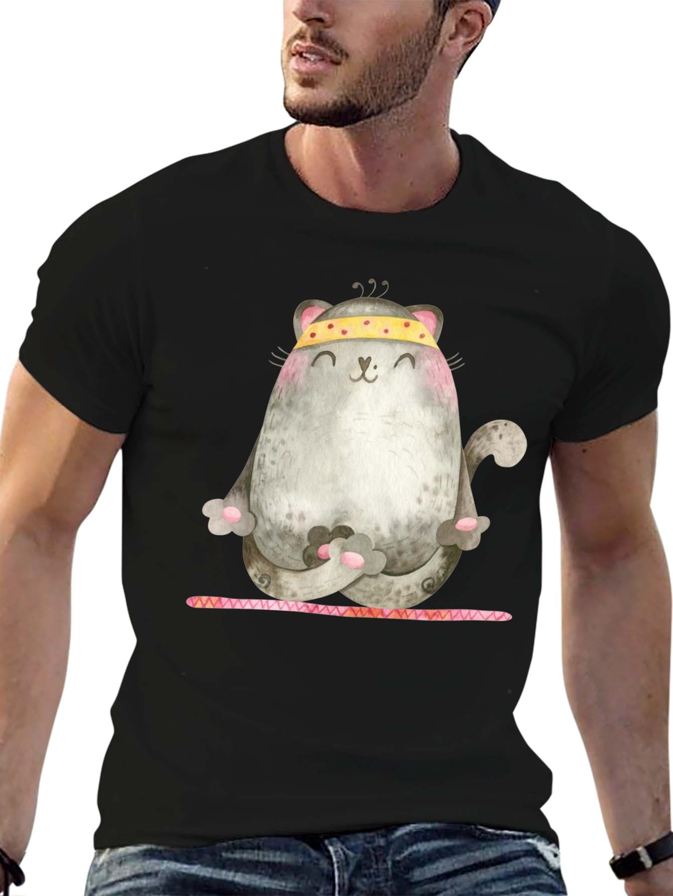 Yoga Cat Graphic Tee - Zen Kitten Shirt