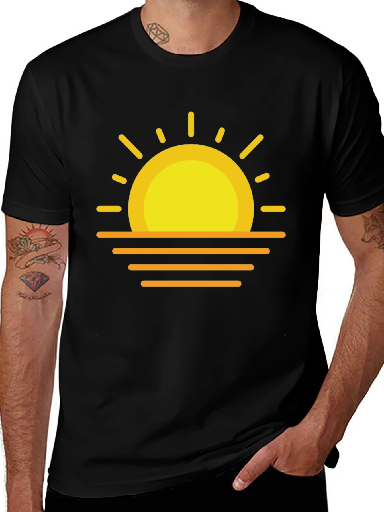 Sunset Graphic Tee - Stylish Black Cotton T-Shirt
