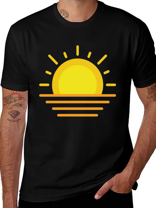 Sunset Graphic Tee - Stylish Black Cotton T-Shirt