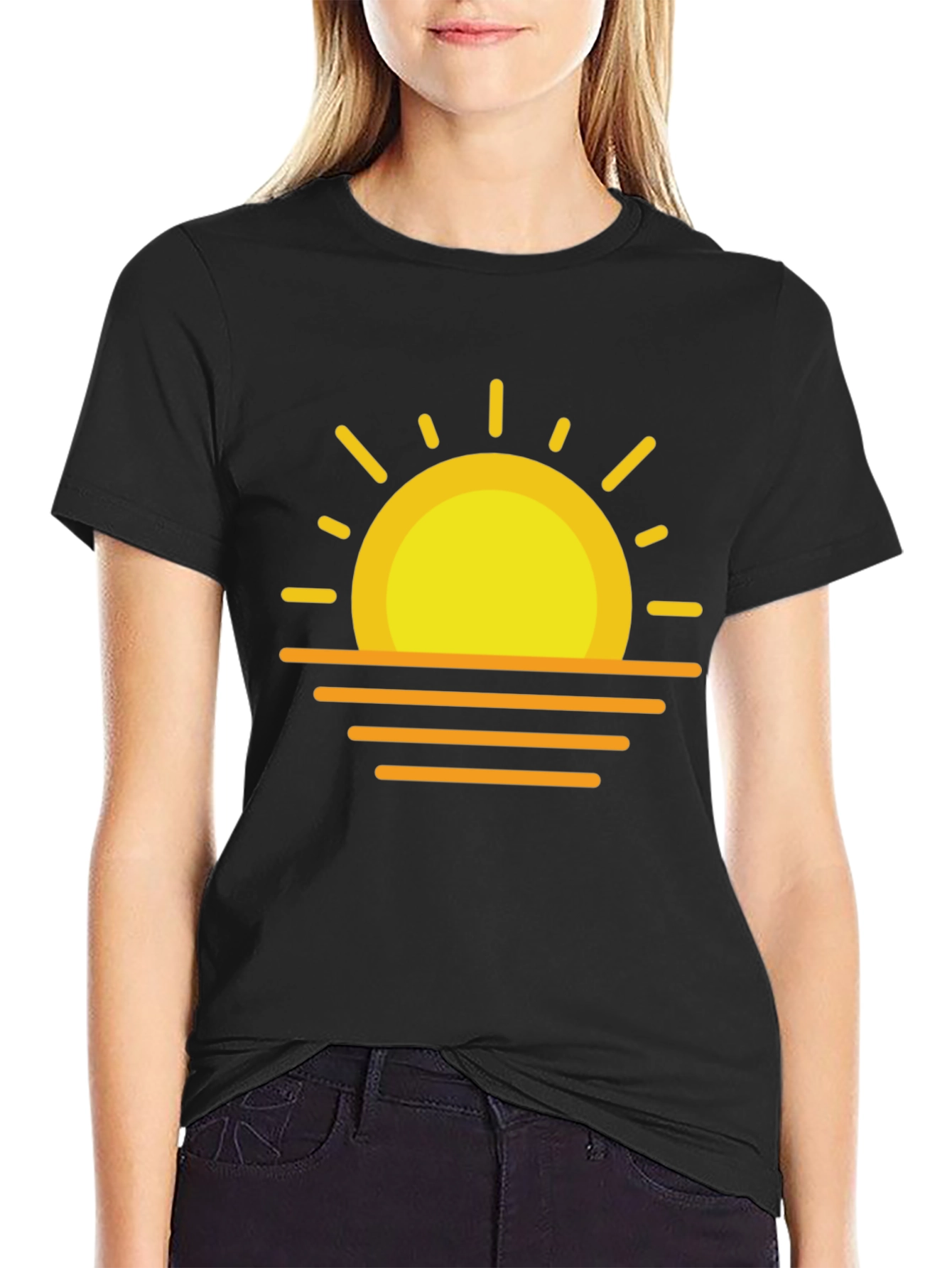 Sunset Graphic Tee - Stylish Black Cotton T-Shirt