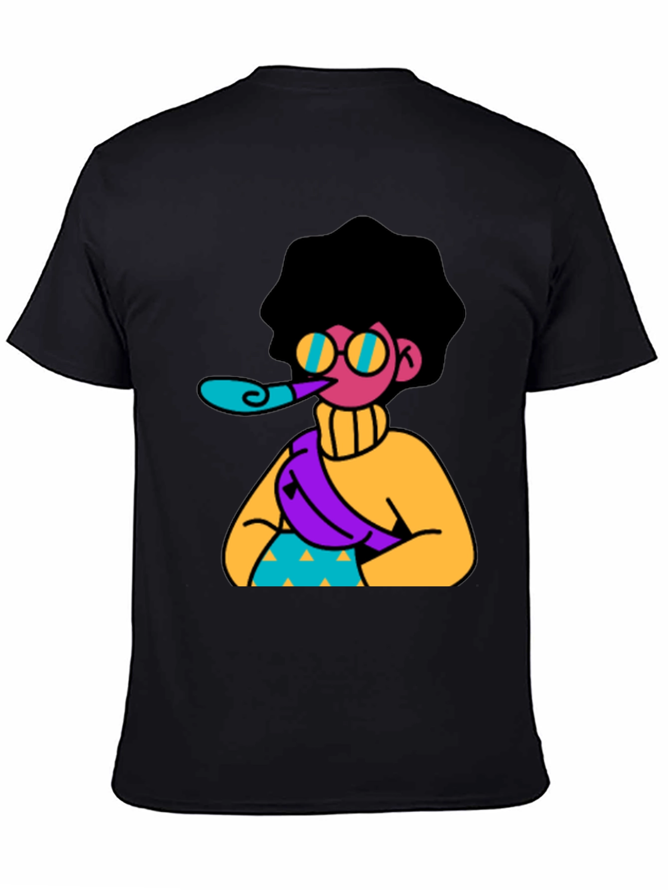 Fun Cartoon Graphic T-Shirt - Black