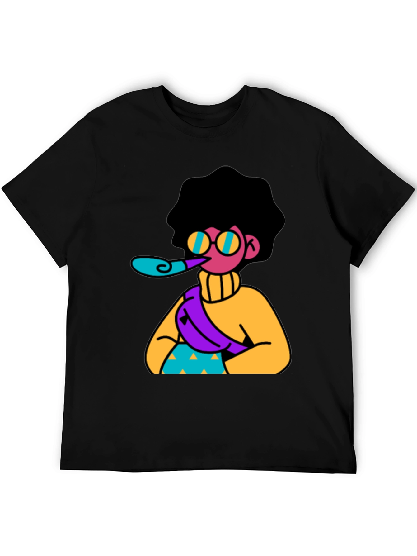 Fun Cartoon Graphic T-Shirt - Black