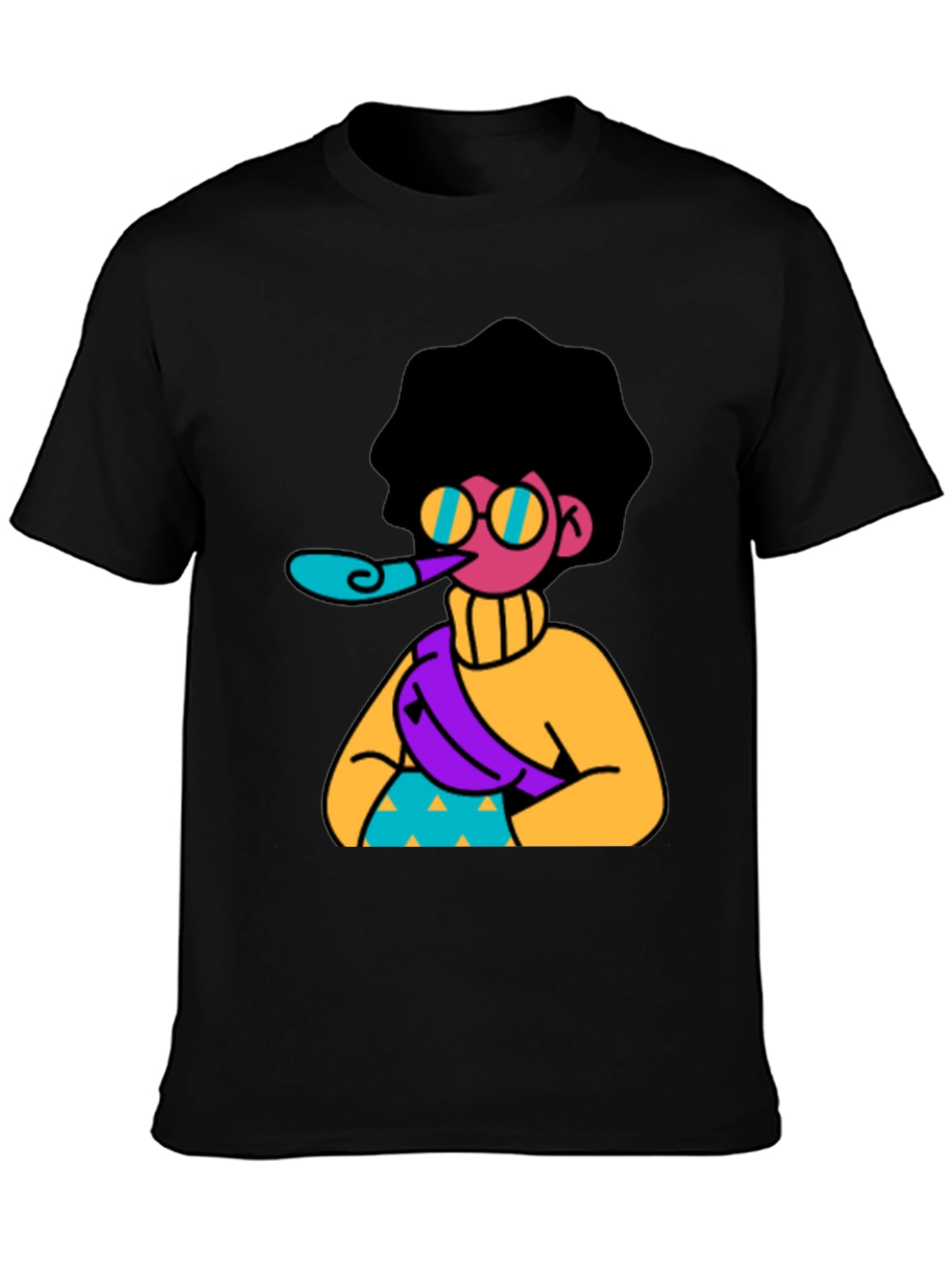 Fun Cartoon Graphic T-Shirt - Black
