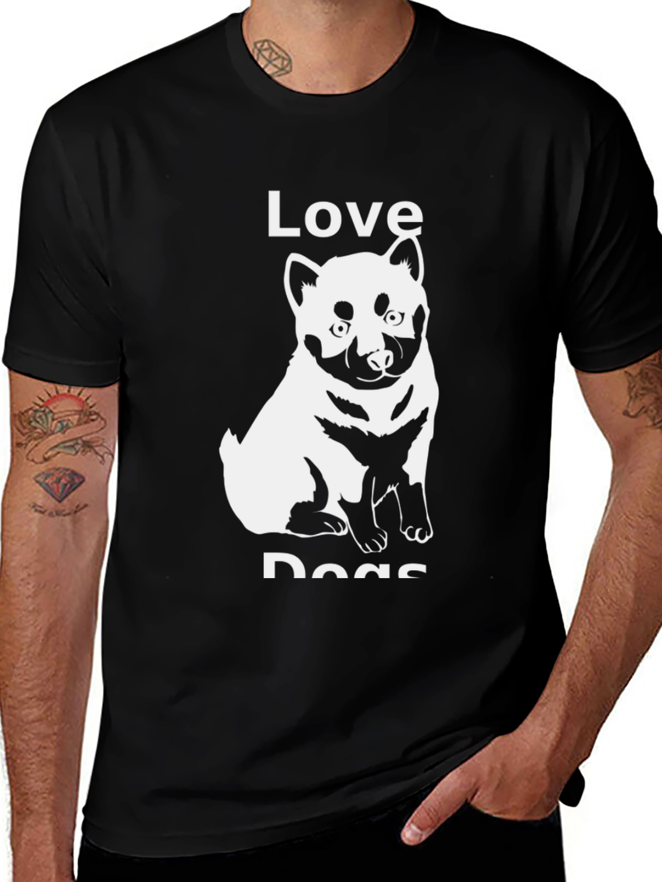 Love Dogs Black T-Shirt - Dog Lover Tee