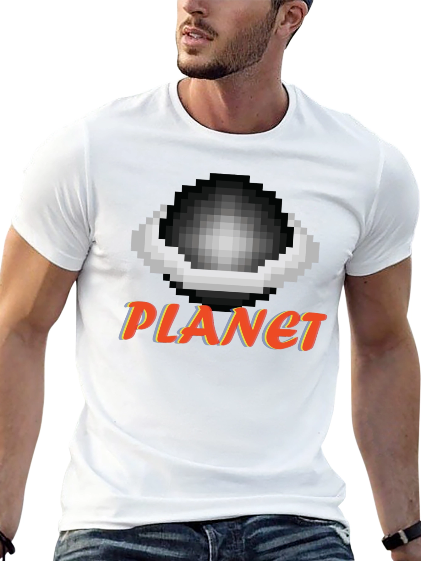 Pixel Planet T-Shirt - Retro Gaming Style