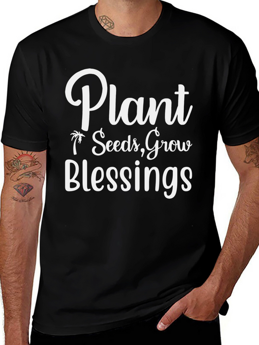 Plant Seeds Grow Blessings Black Graphic Tee