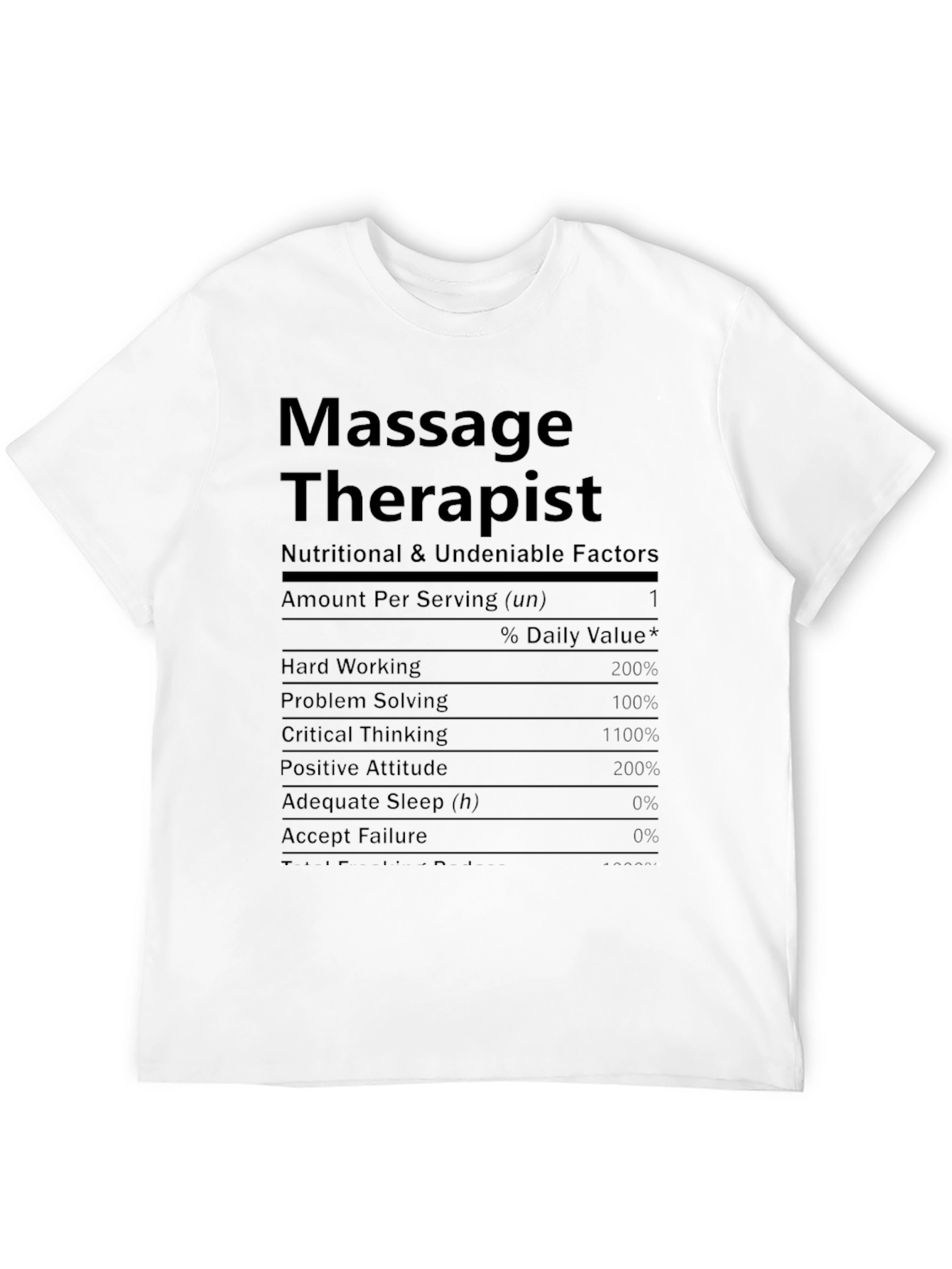 Massage Therapist Nutrition Facts T-Shirt - Funny Gift