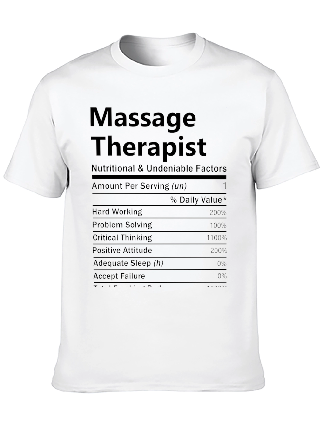 Massage Therapist Nutrition Facts T-Shirt - Funny Gift