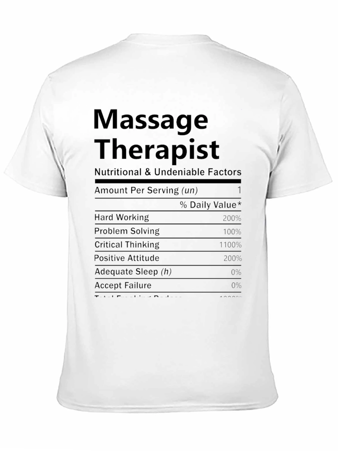 Massage Therapist Nutrition Facts T-Shirt - Funny Gift