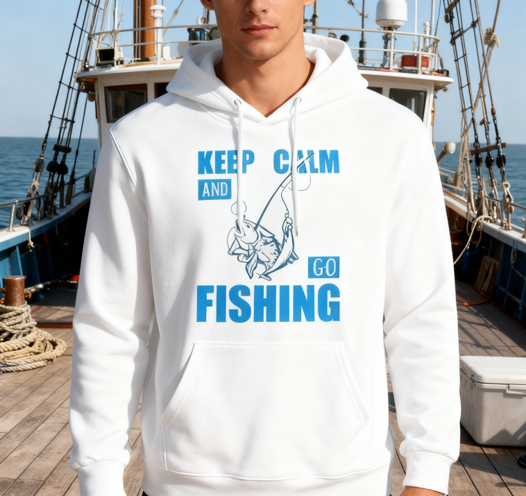 Minimalist 'GO FISHING' Print Hoodie