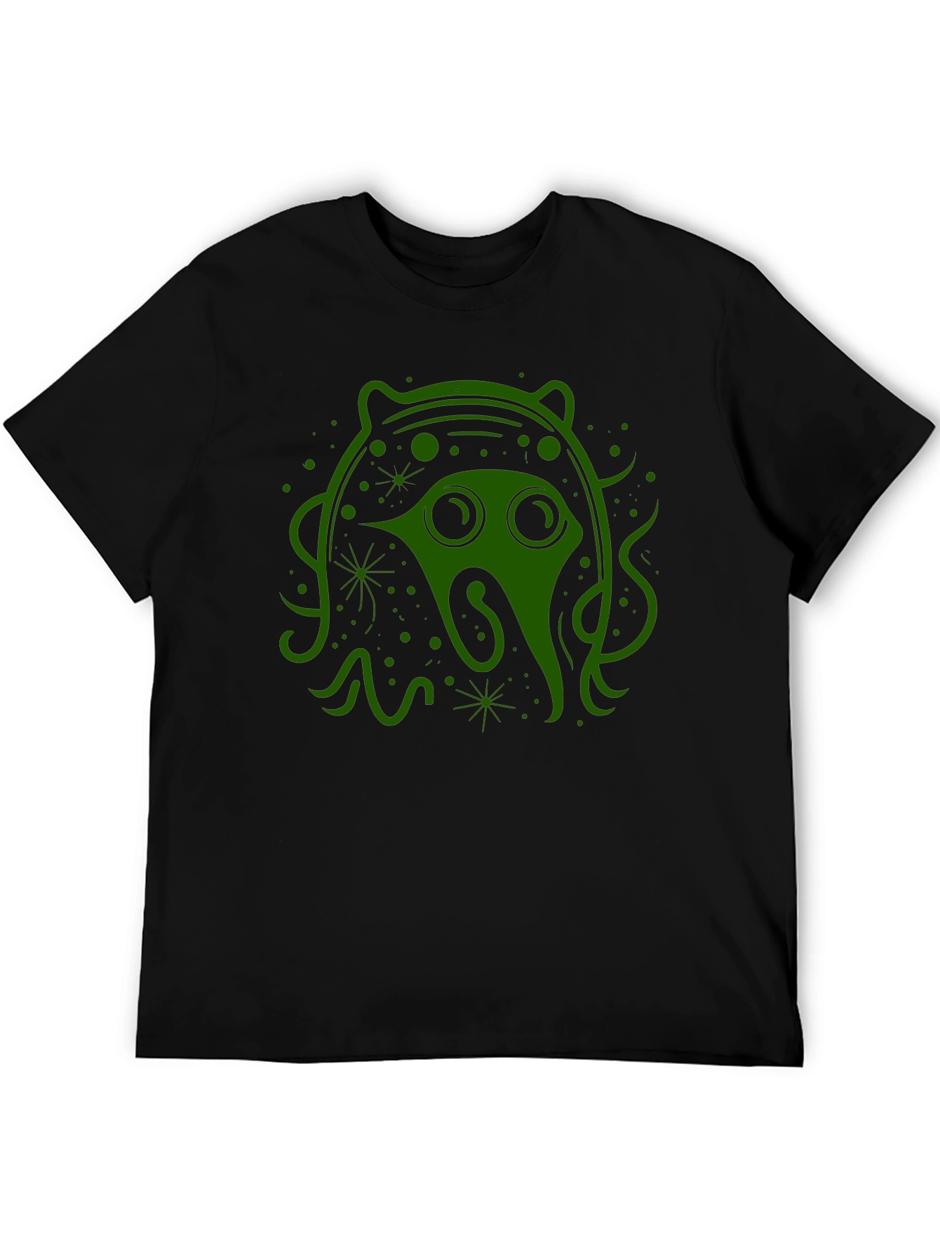 Green Alien Graphic Black Tee