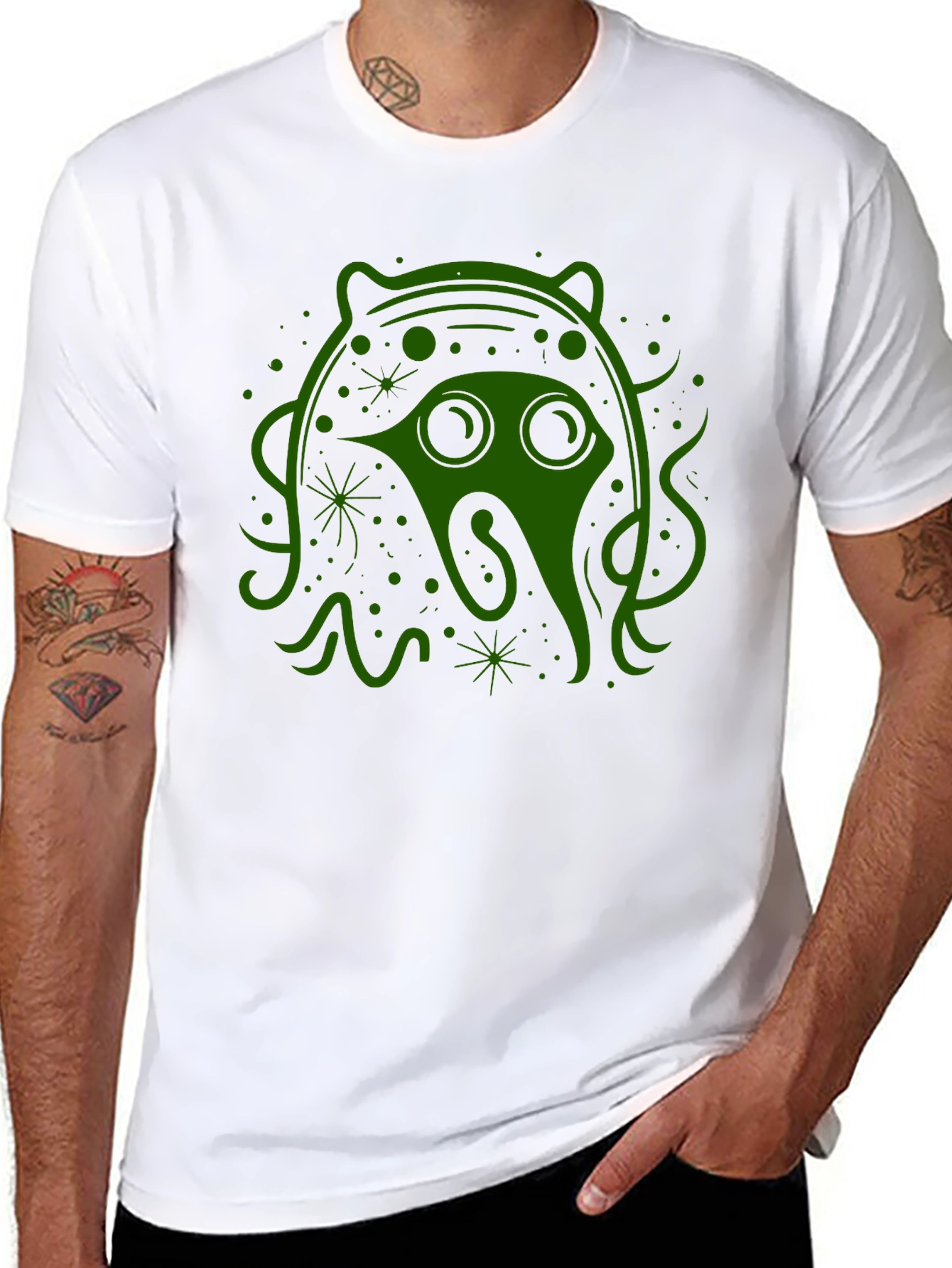 Green Alien Graphic Black Tee