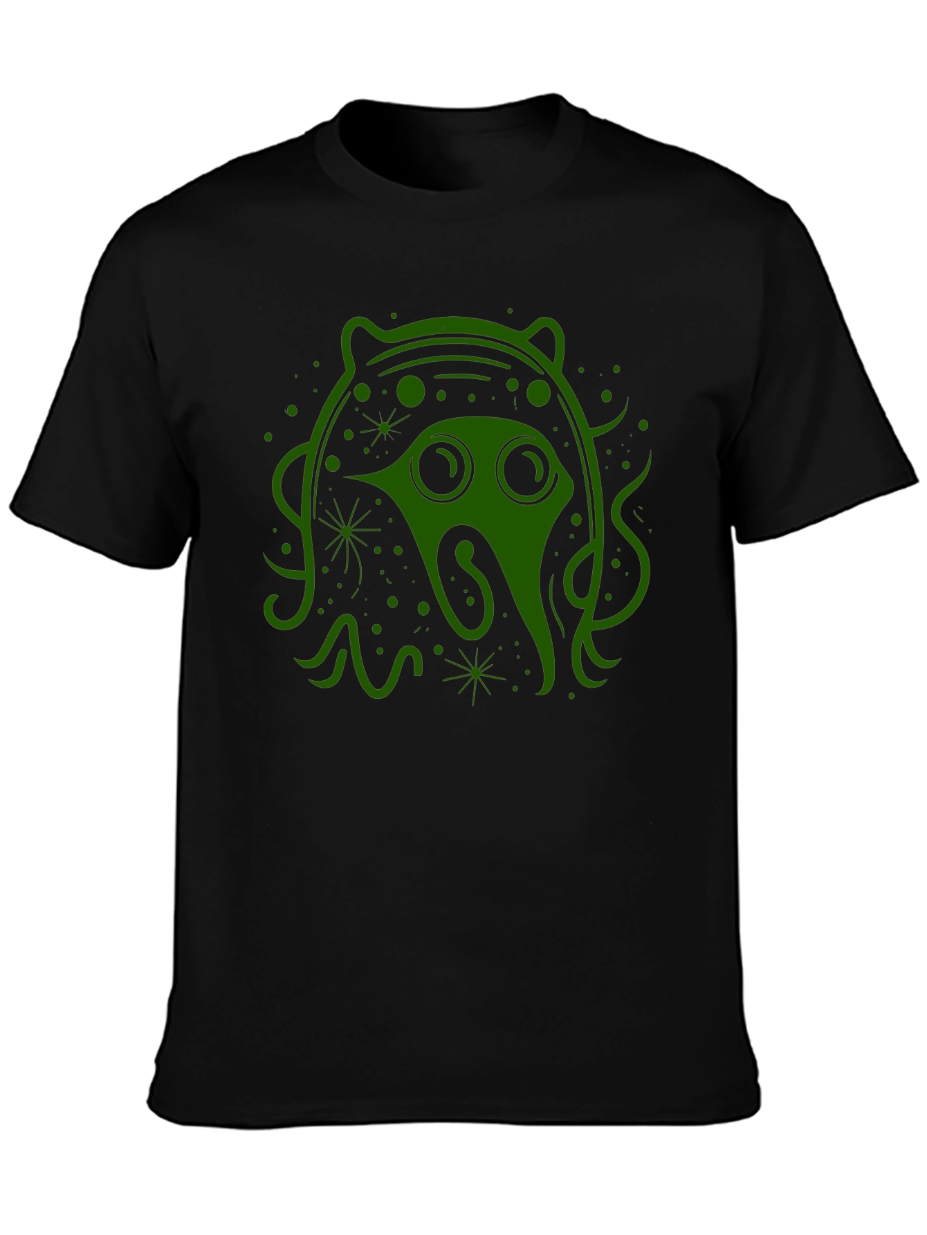 Green Alien Graphic Black Tee