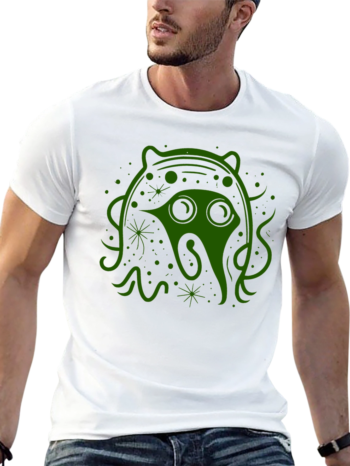 Green Alien Graphic Black Tee