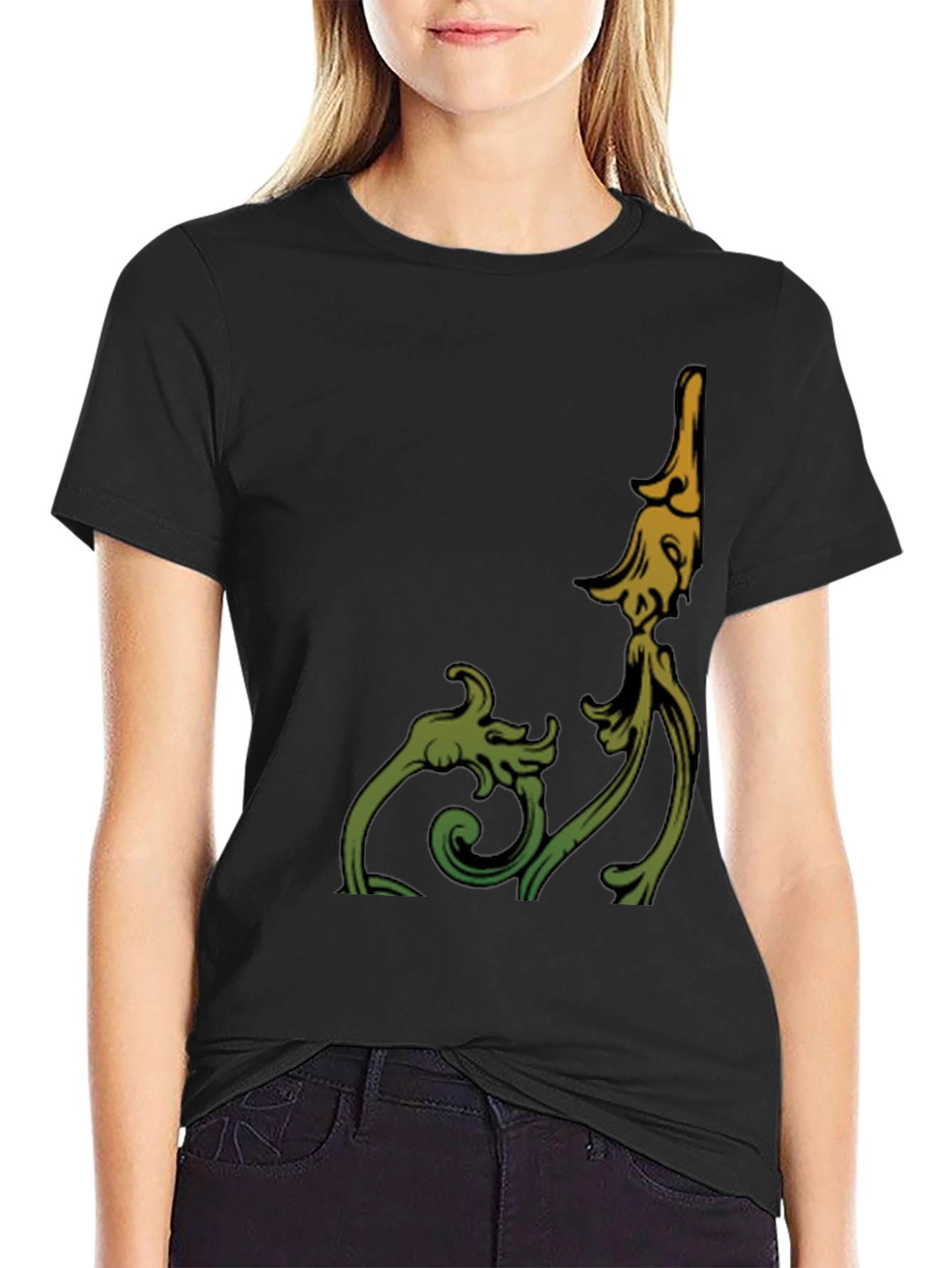 Botanical Graphic Print Tee - Black