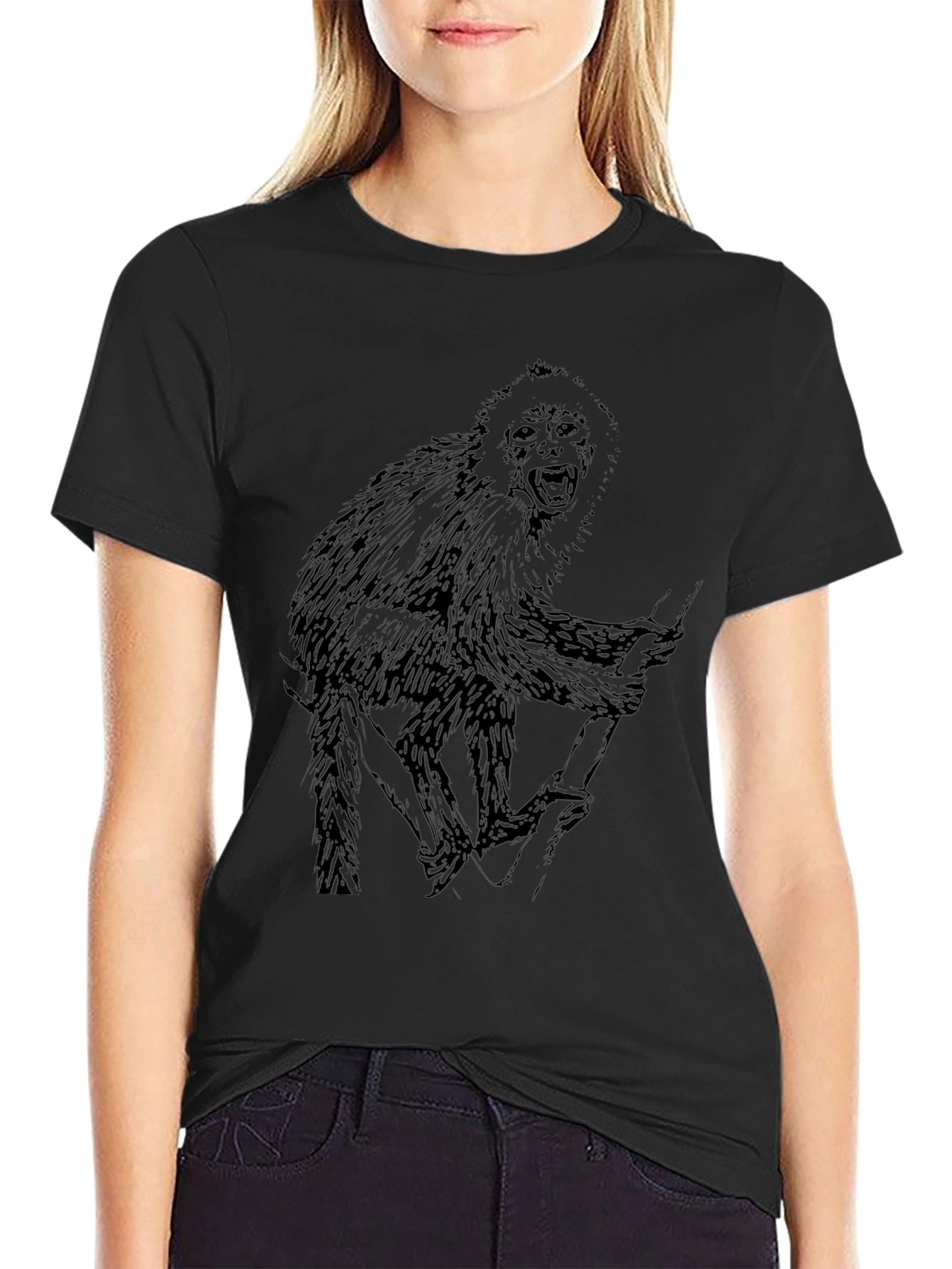 Monkey Graphic Black T-Shirt