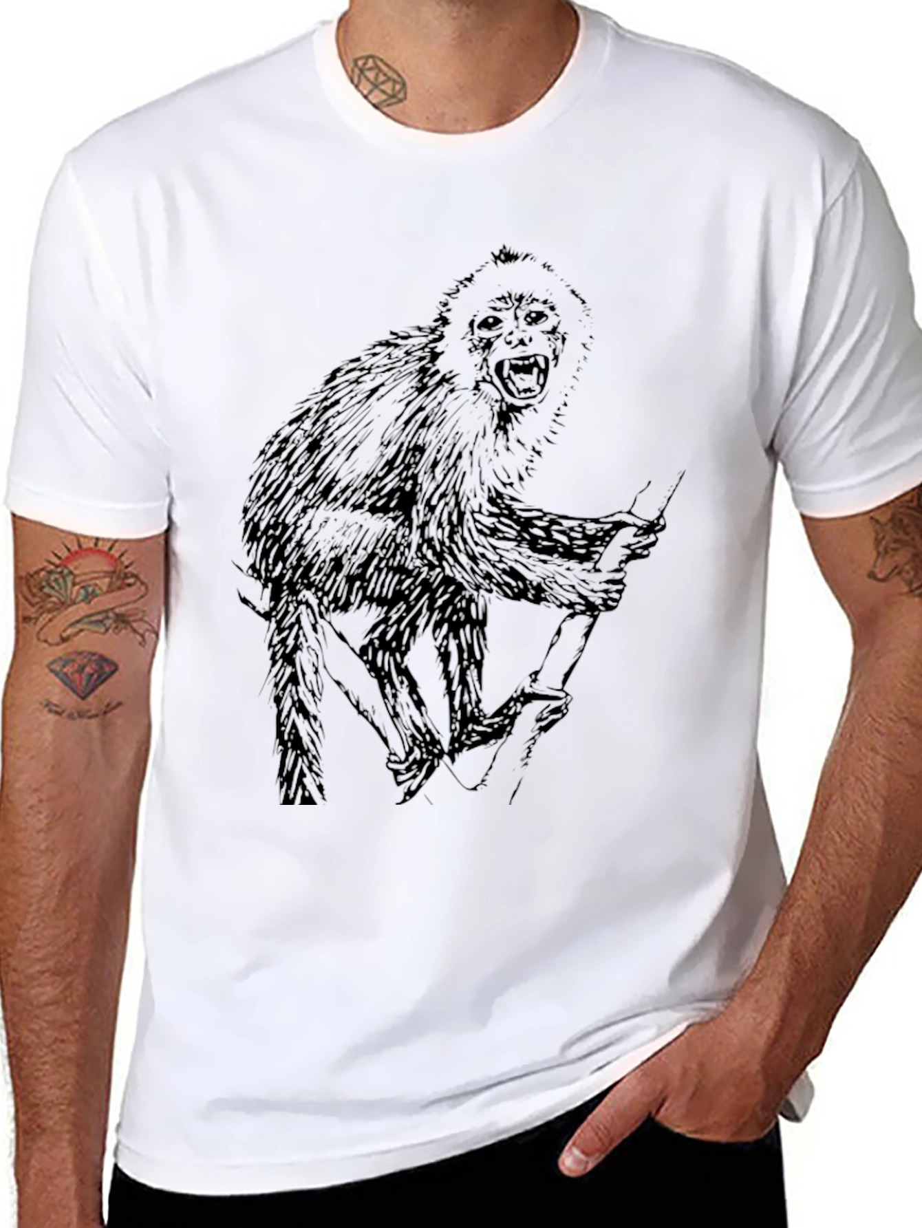 Monkey Graphic Black T-Shirt
