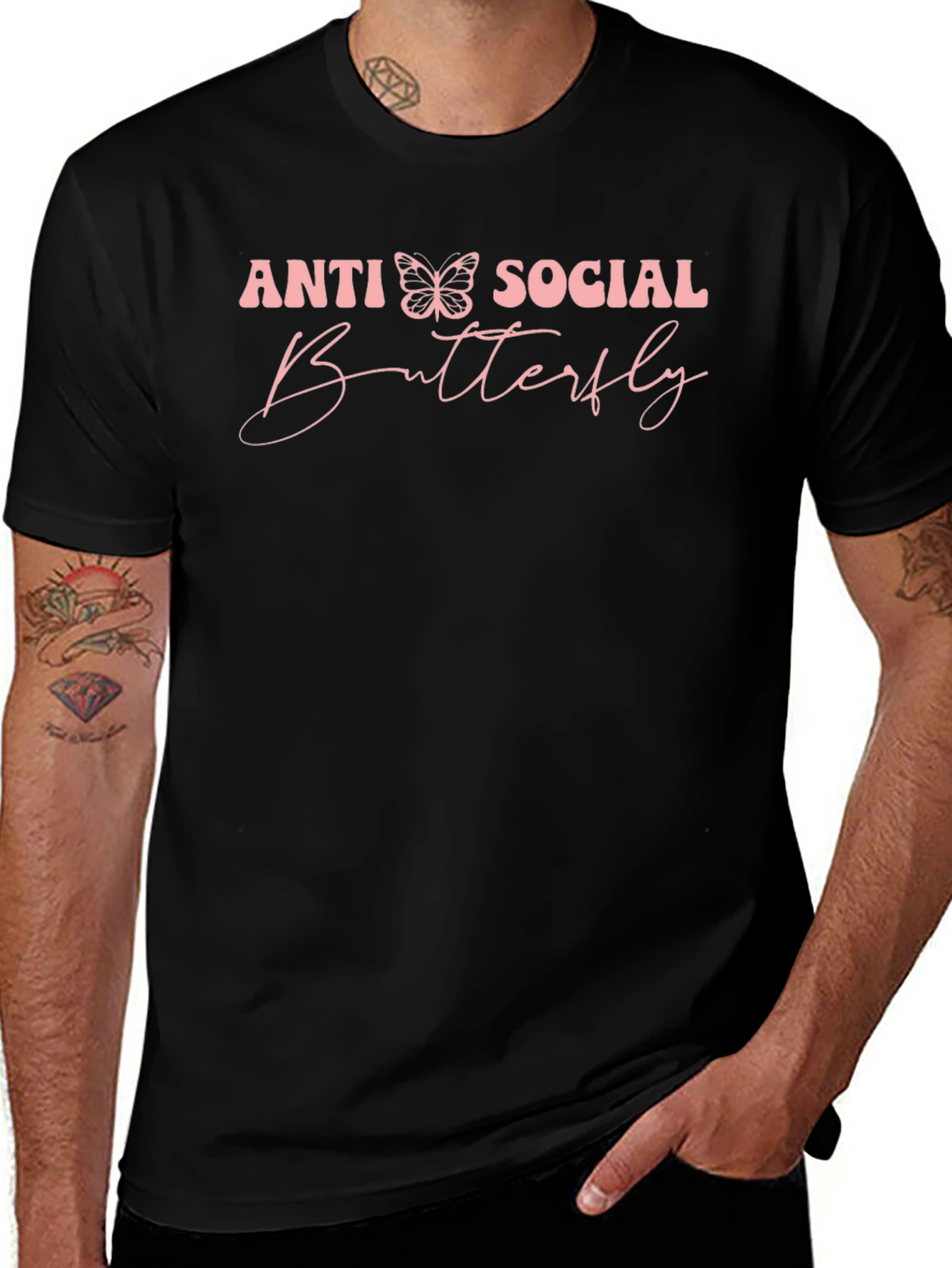 Anti Social Butterfly Graphic T-Shirt