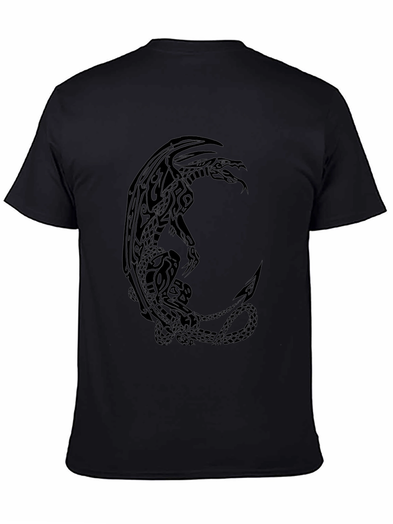 Tribal Dragon Graphic Tee - Mens Black T-Shirt