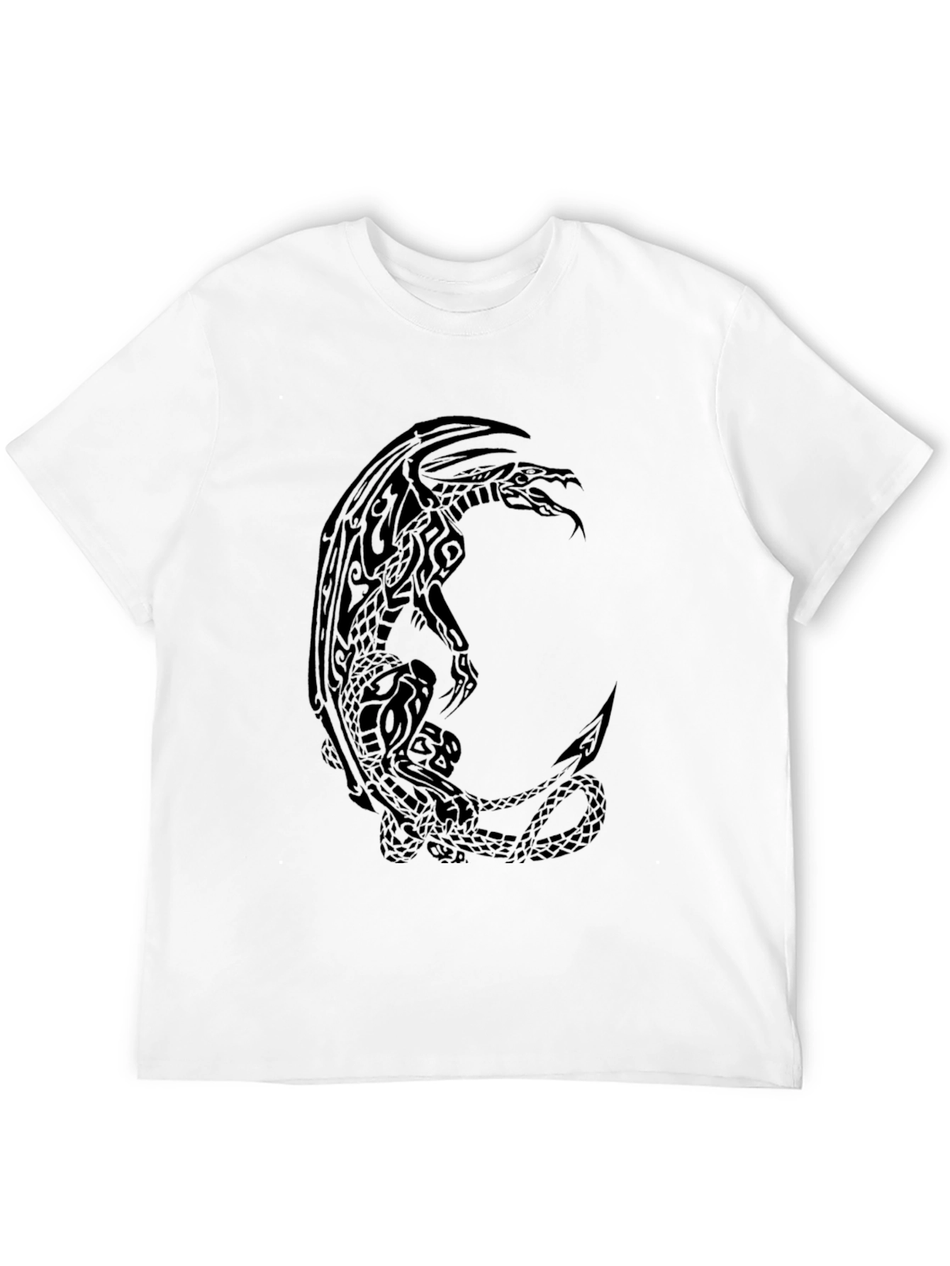Tribal Dragon Graphic Tee - Mens Black T-Shirt