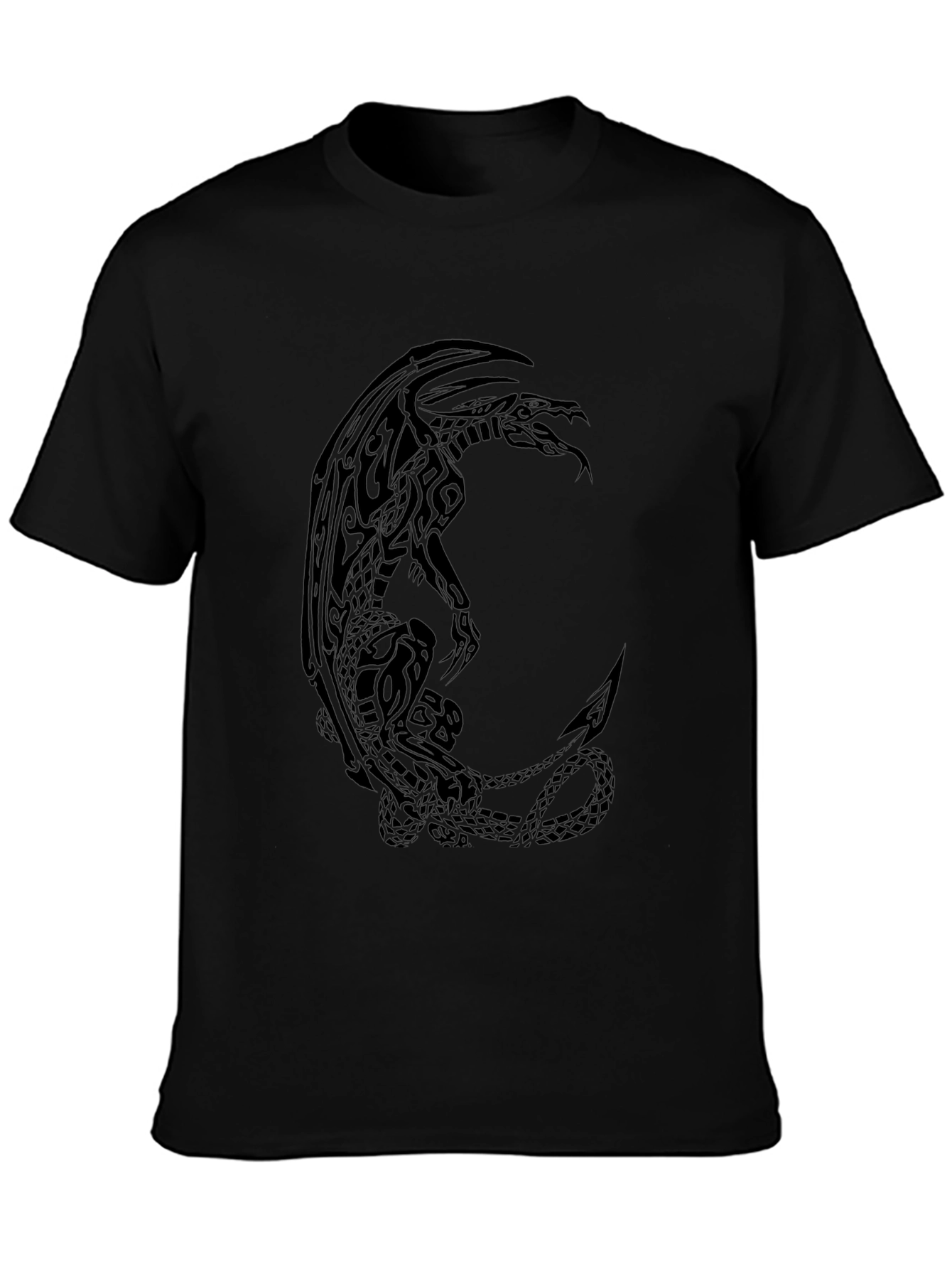 Tribal Dragon Graphic Tee - Mens Black T-Shirt