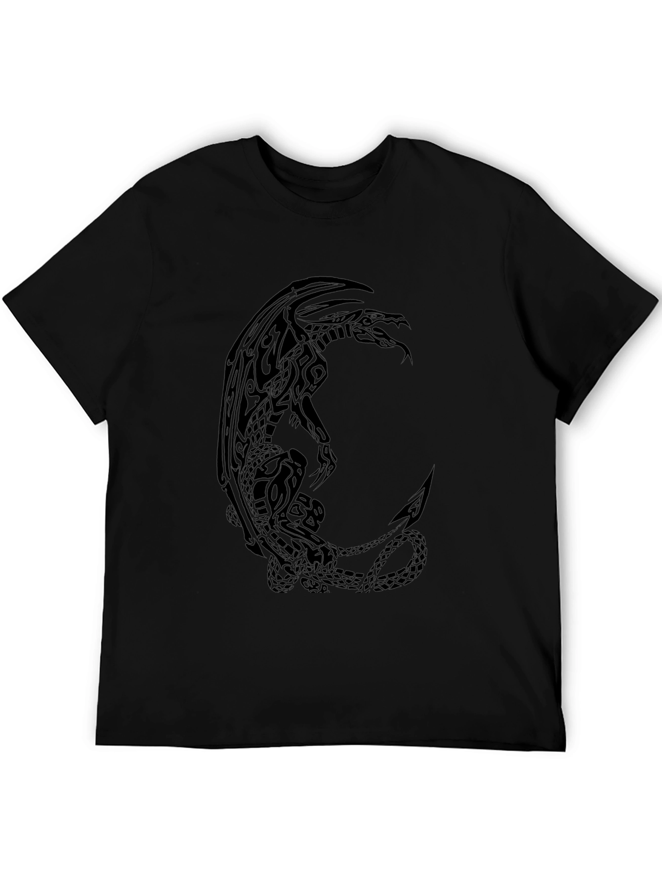 Tribal Dragon Graphic Tee - Mens Black T-Shirt