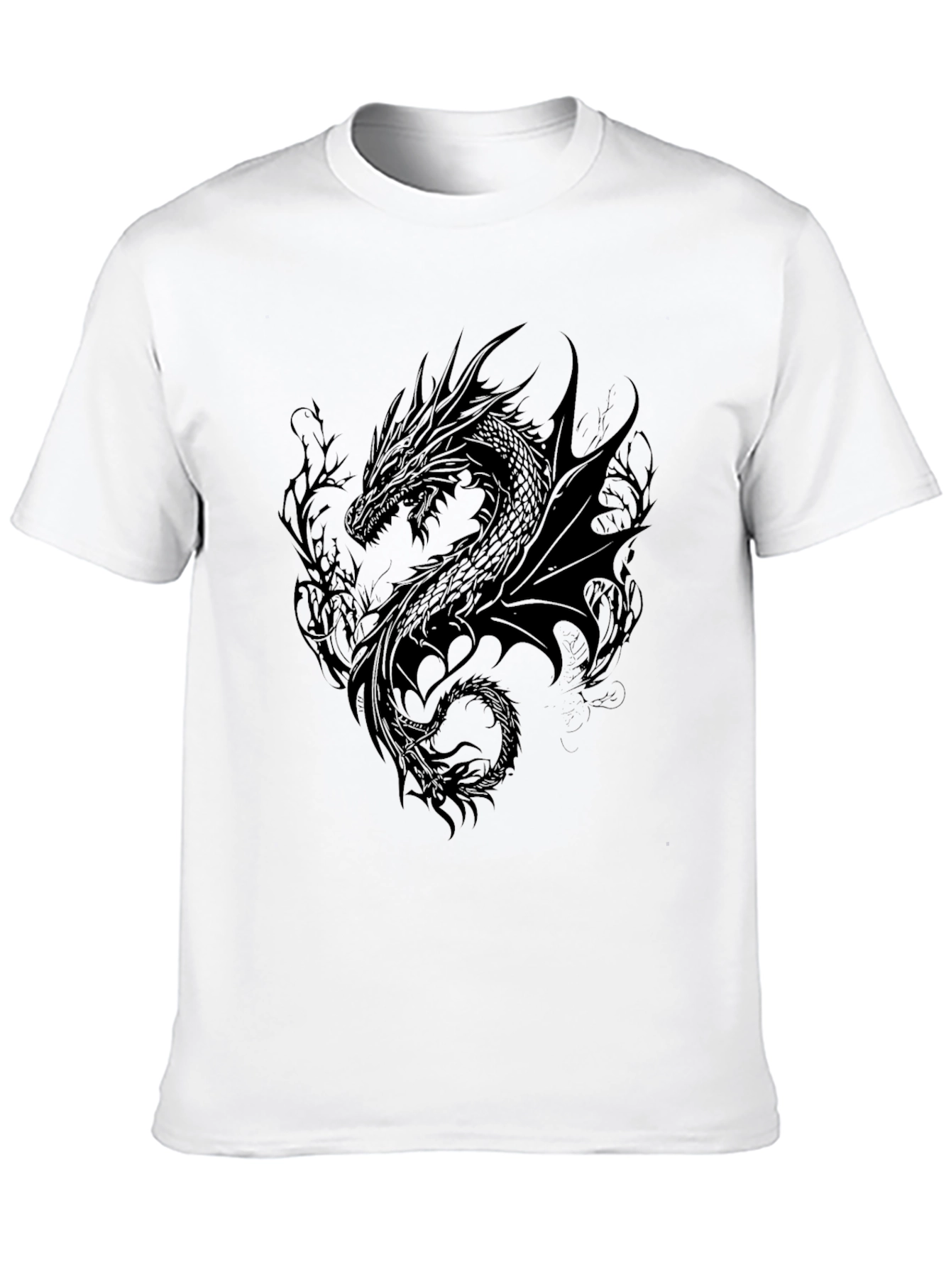 Black Dragon Graphic Tee - Dark Fantasy Style