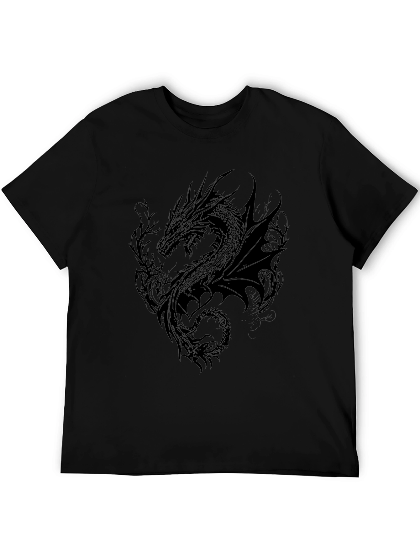 Black Dragon Graphic Tee - Dark Fantasy Style
