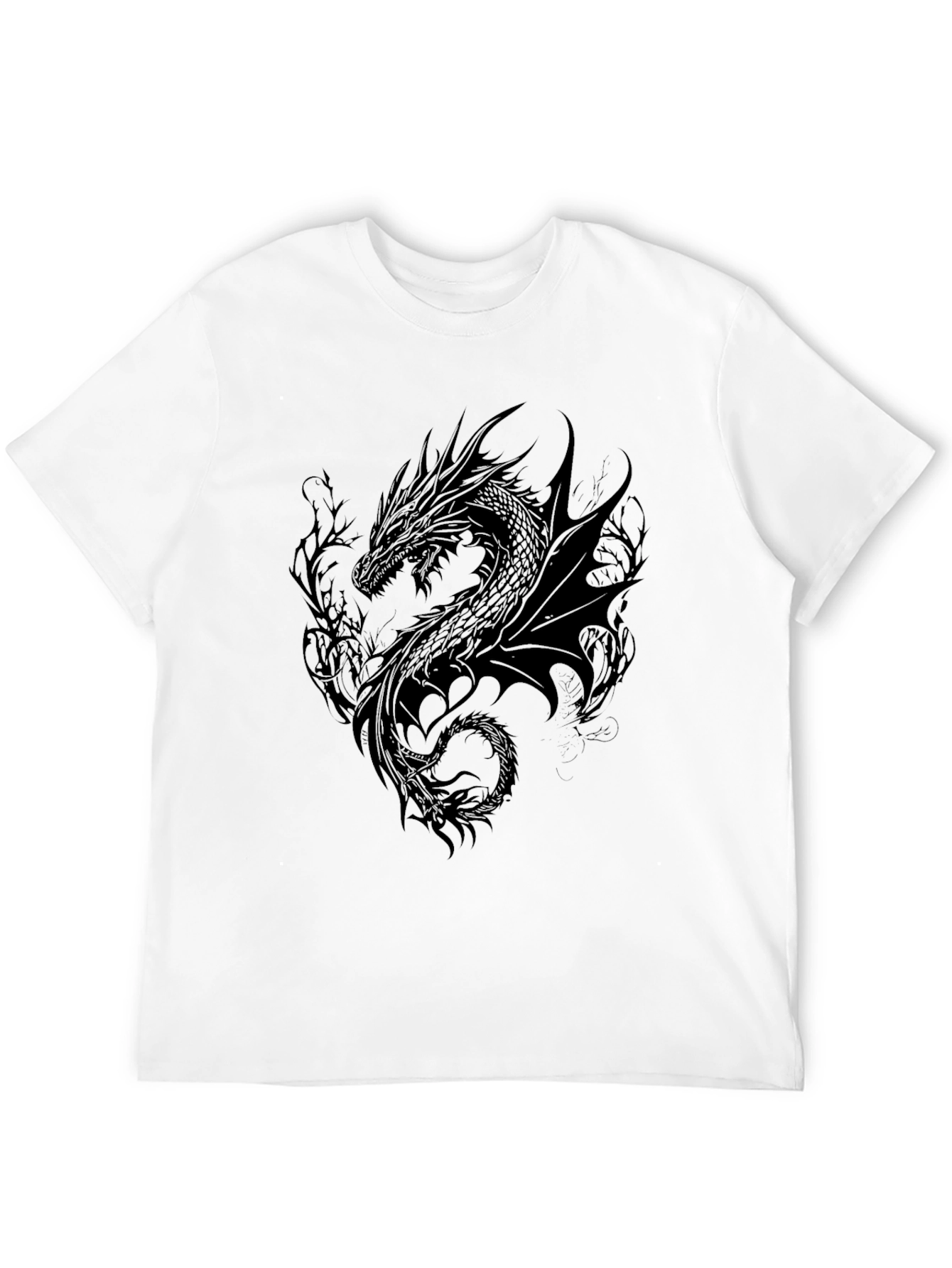 Black Dragon Graphic Tee - Dark Fantasy Style