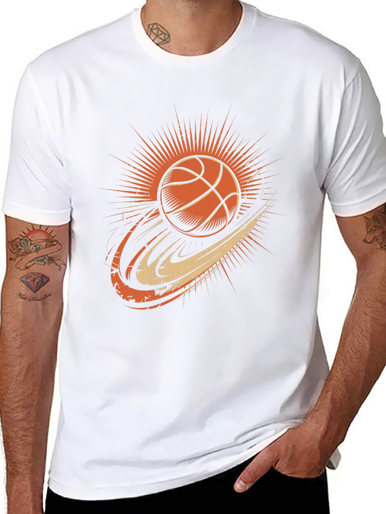 Basketball Graphic Tee - Classic Black Cotton T-Shirt