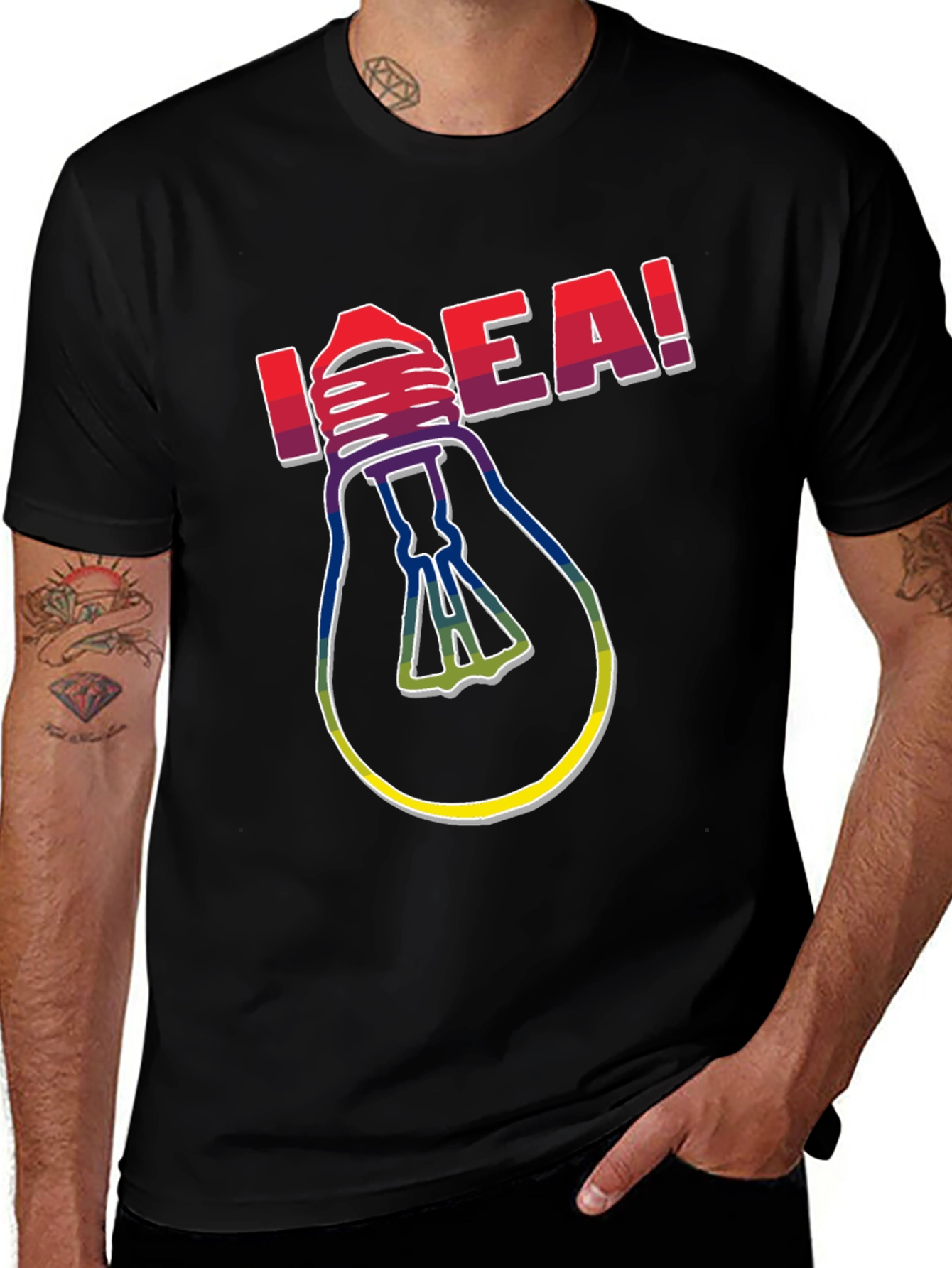 Idea! Light Bulb Graphic Print Crew Neck T-Shirt
