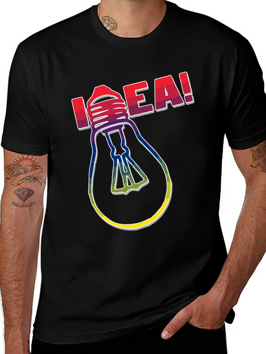 Idea! Light Bulb Graphic Print Crew Neck T-Shirt