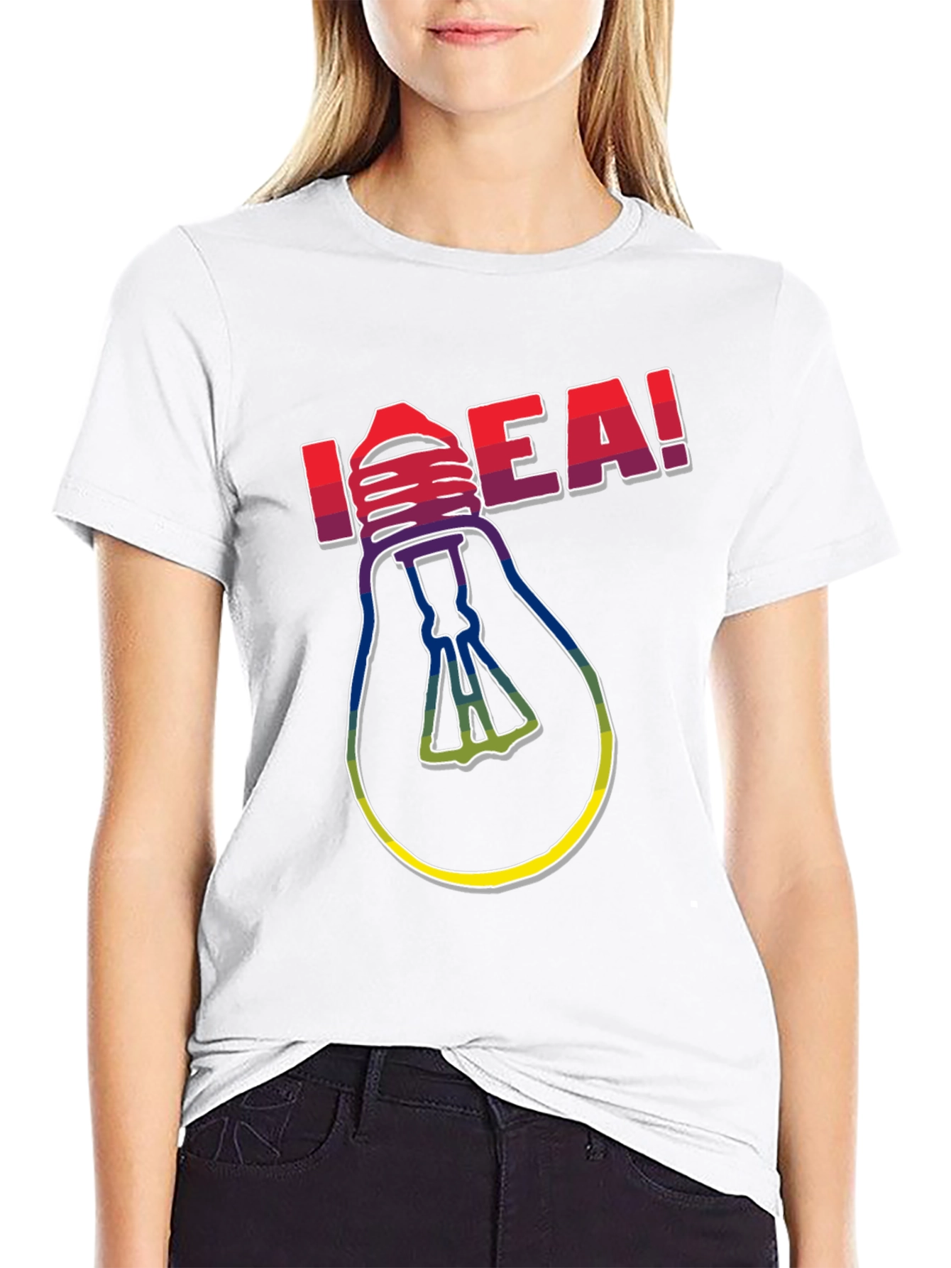 Idea! Light Bulb Graphic Print Crew Neck T-Shirt