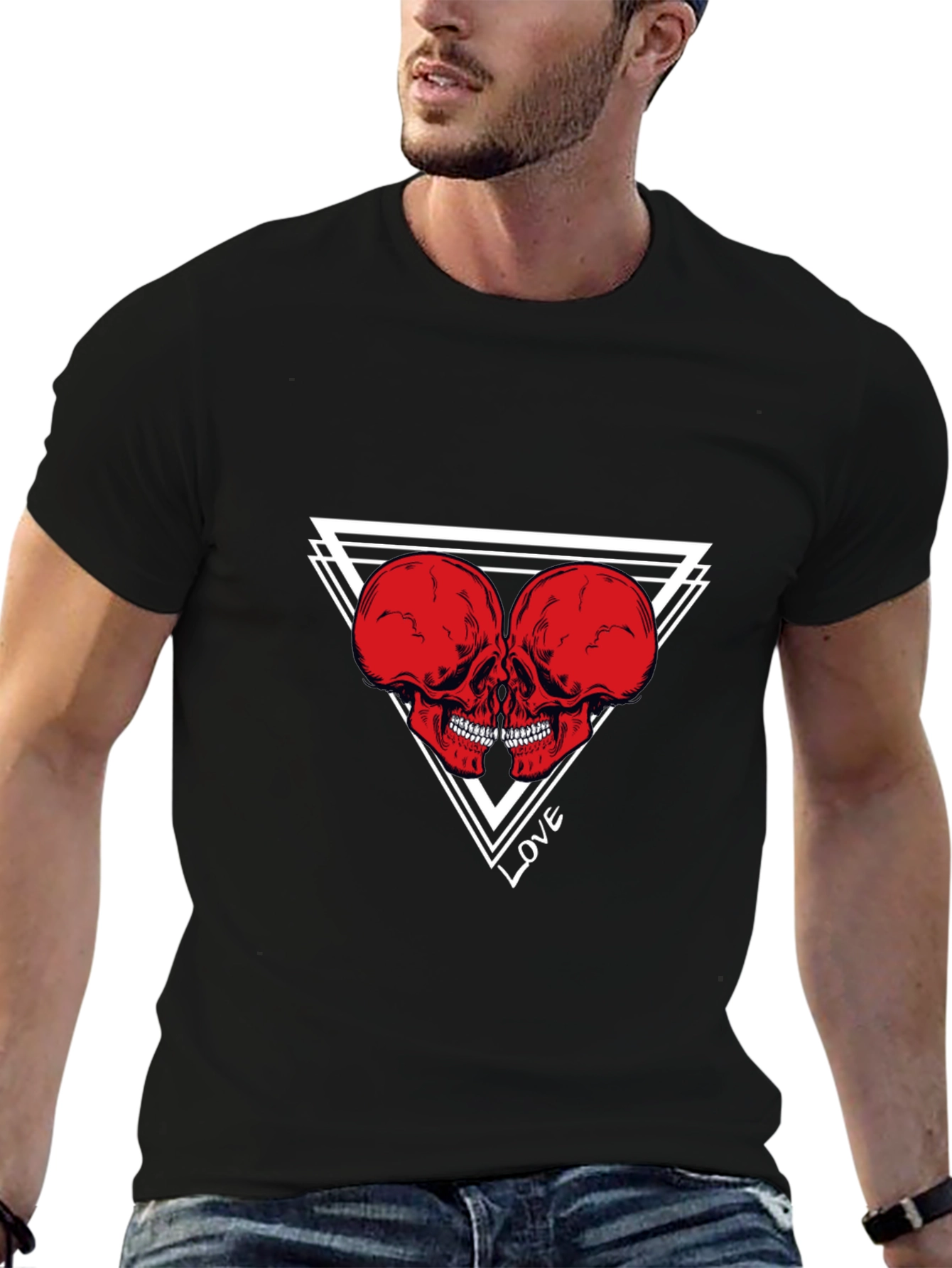 Skull Love Graphic Tee - Black