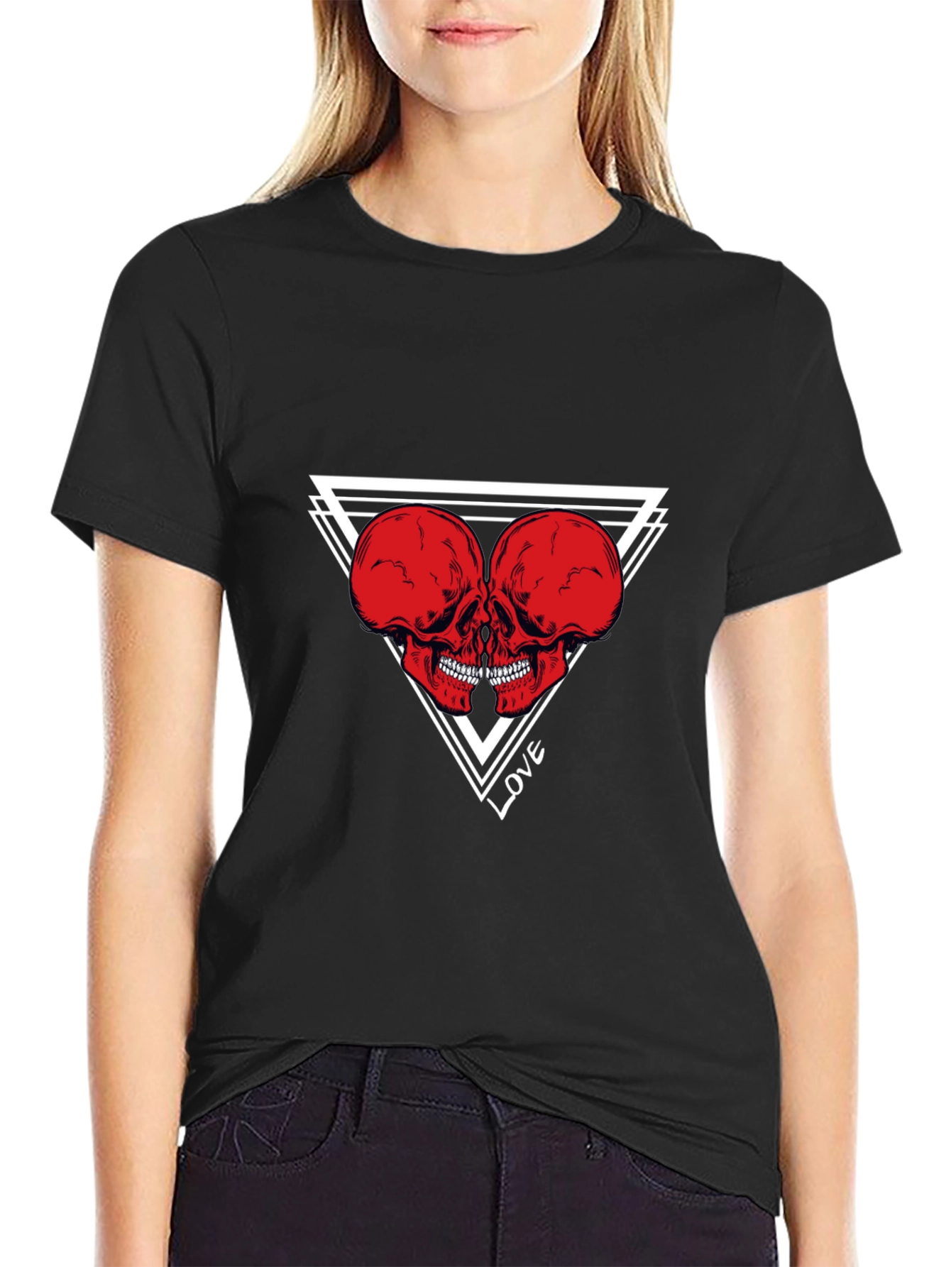 Skull Love Graphic Tee - Black