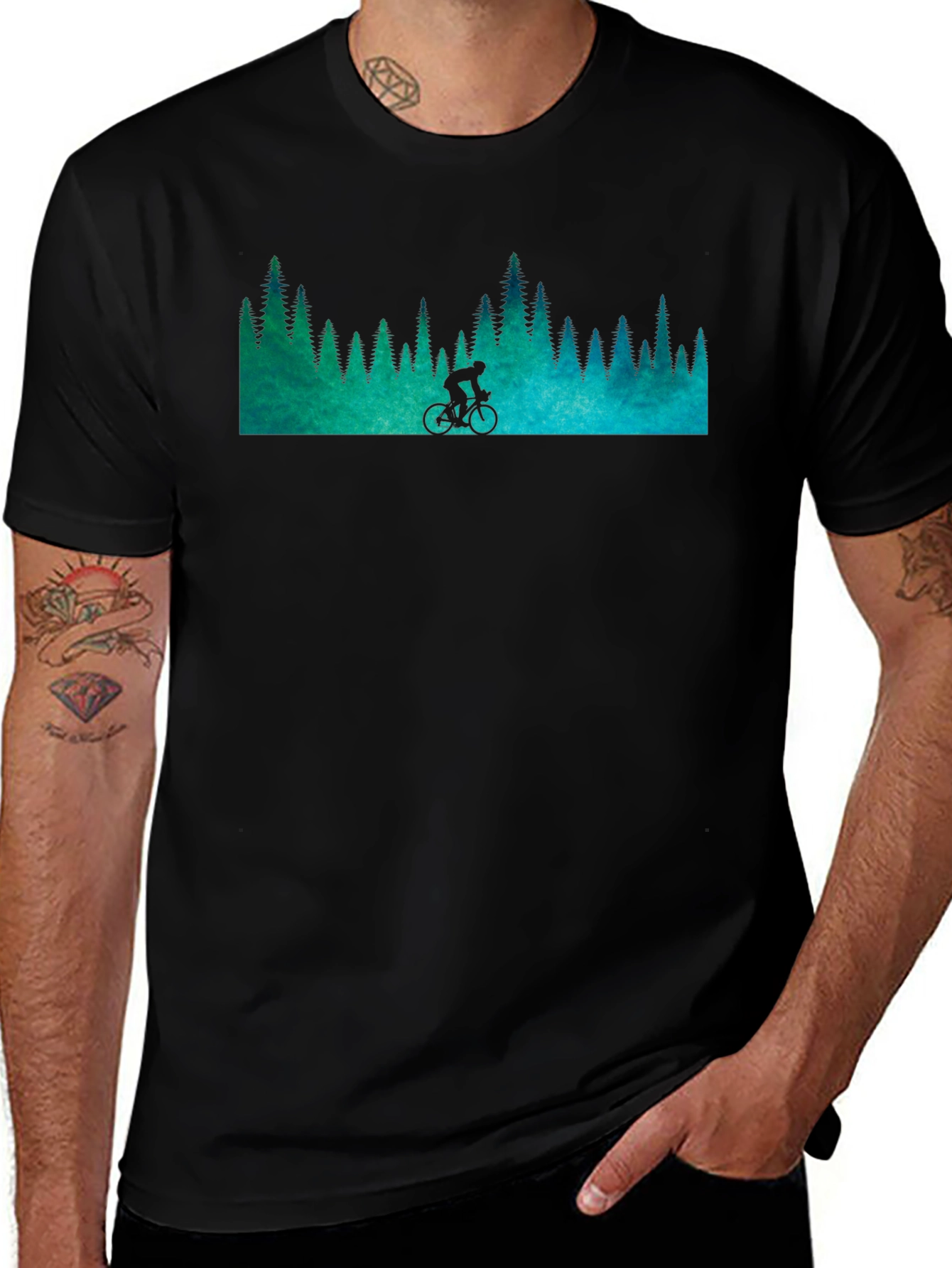 Mountain Biker Forest Graphic Tee