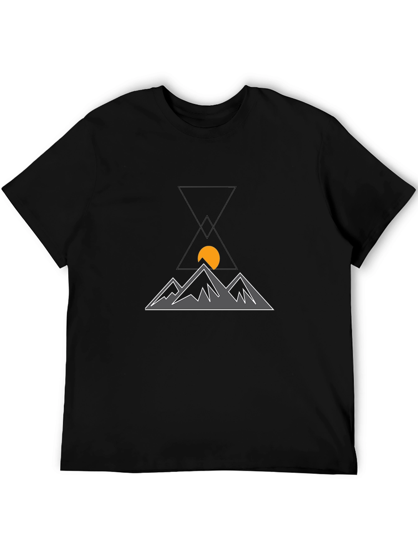 Geometric Mountain Sunset Black T-Shirt
