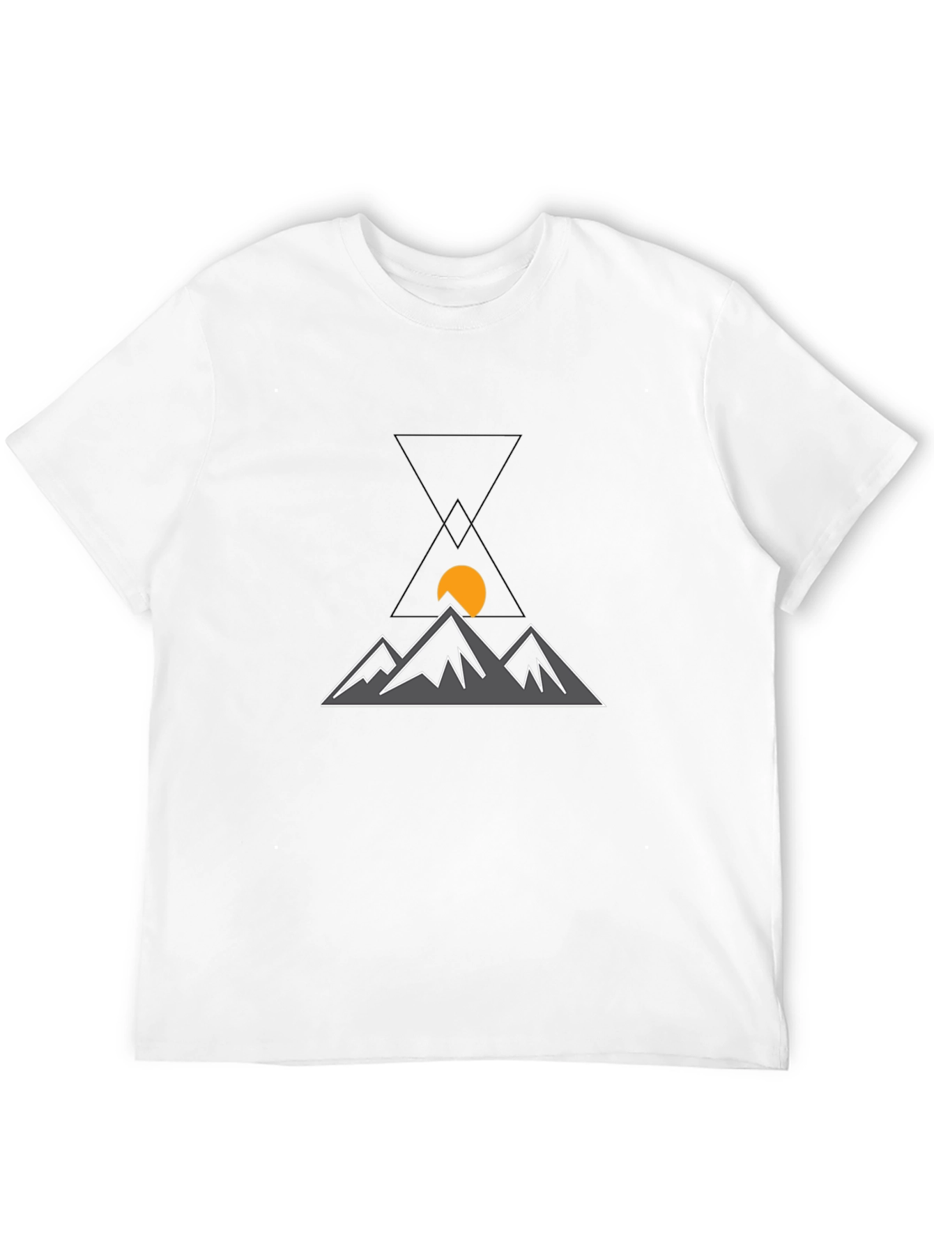 Geometric Mountain Sunset Black T-Shirt