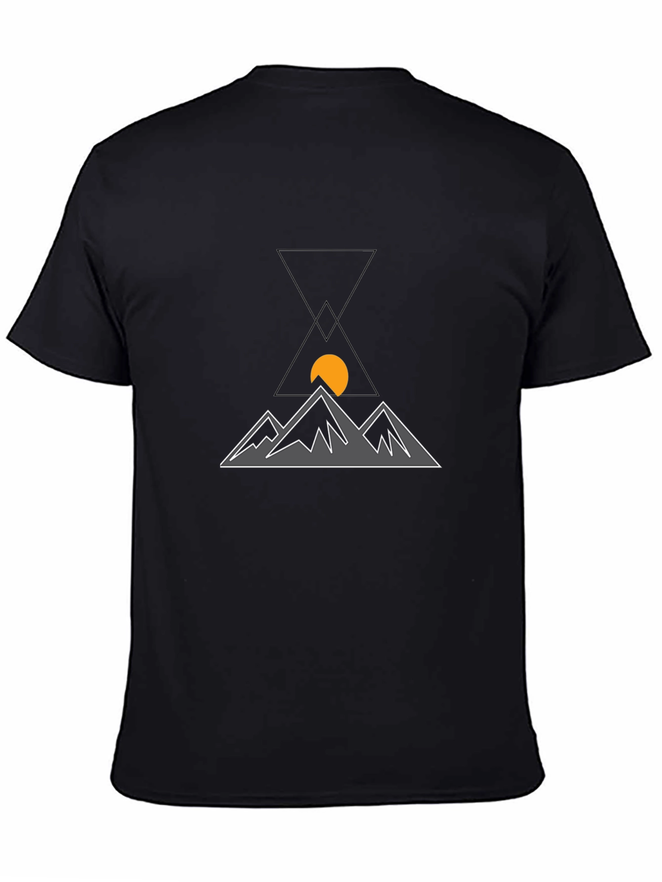 Geometric Mountain Sunset Black T-Shirt