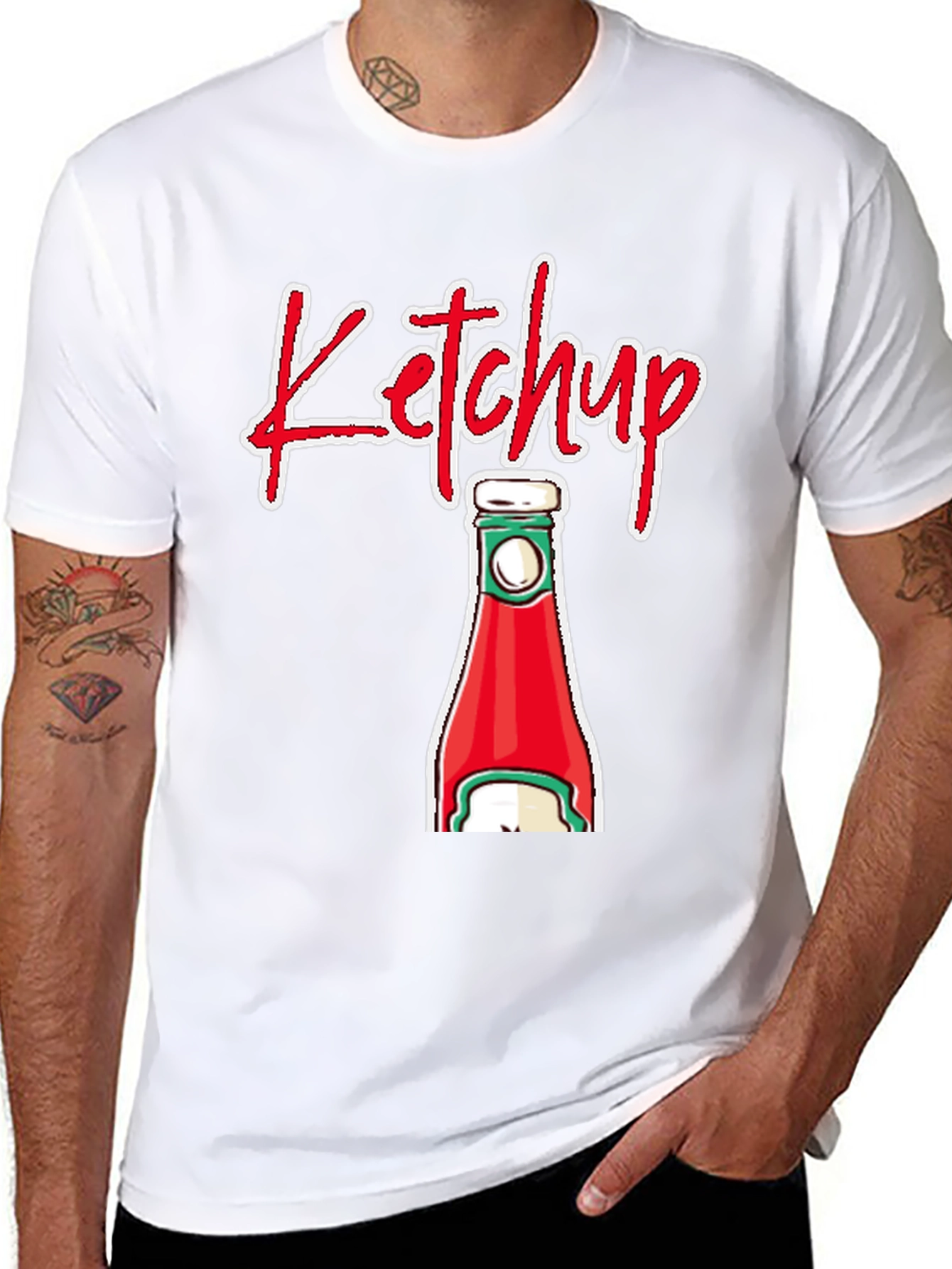 Ketchup Bottle Graphic T-Shirt - Novelty Food Tee