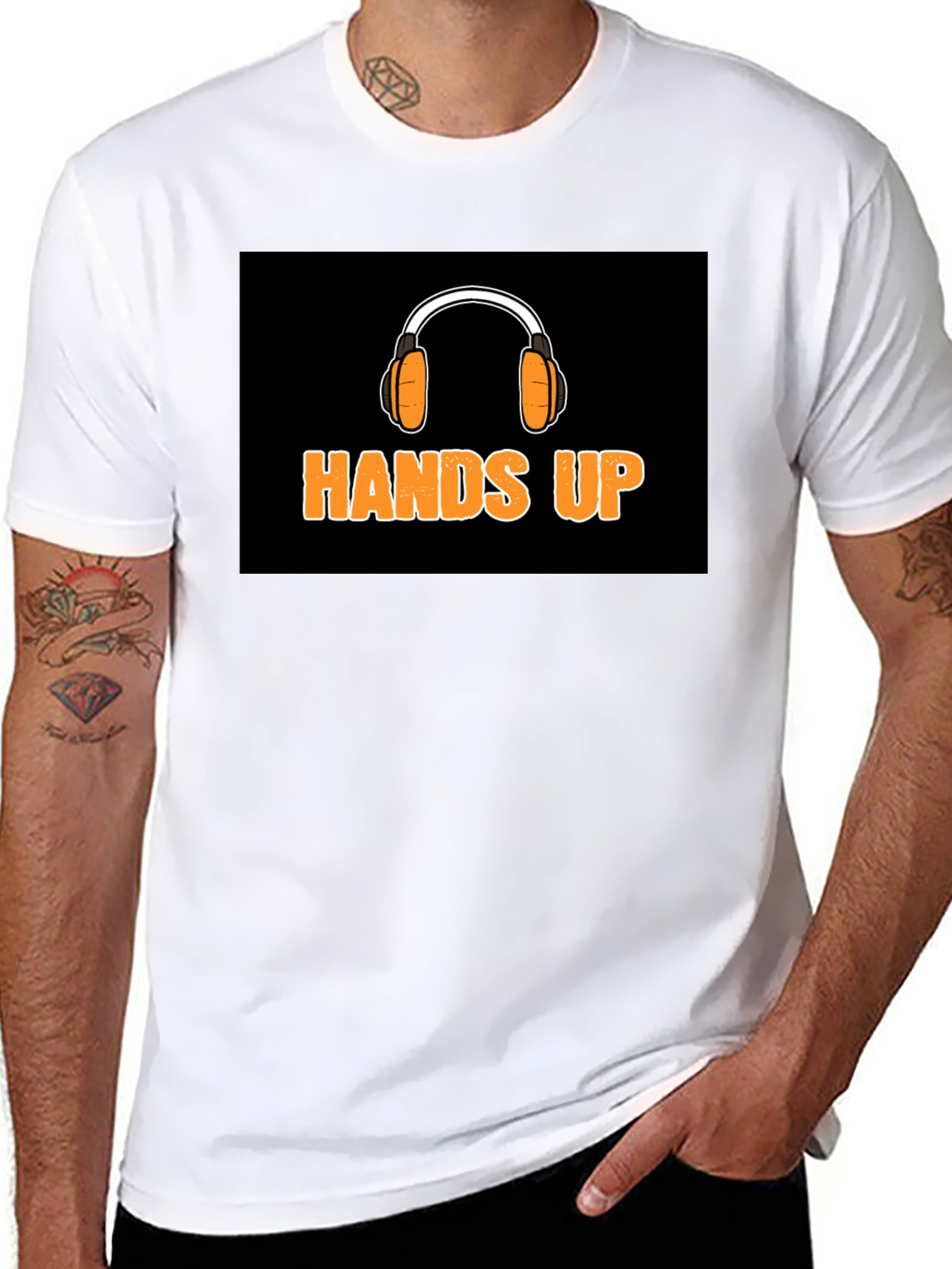 Hands Up Headphones Graphic T-Shirt