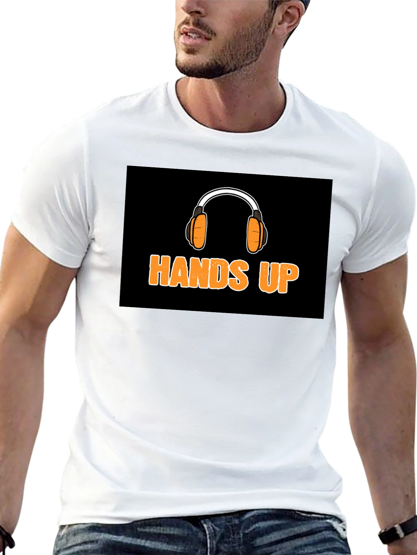 Hands Up Headphones Graphic T-Shirt