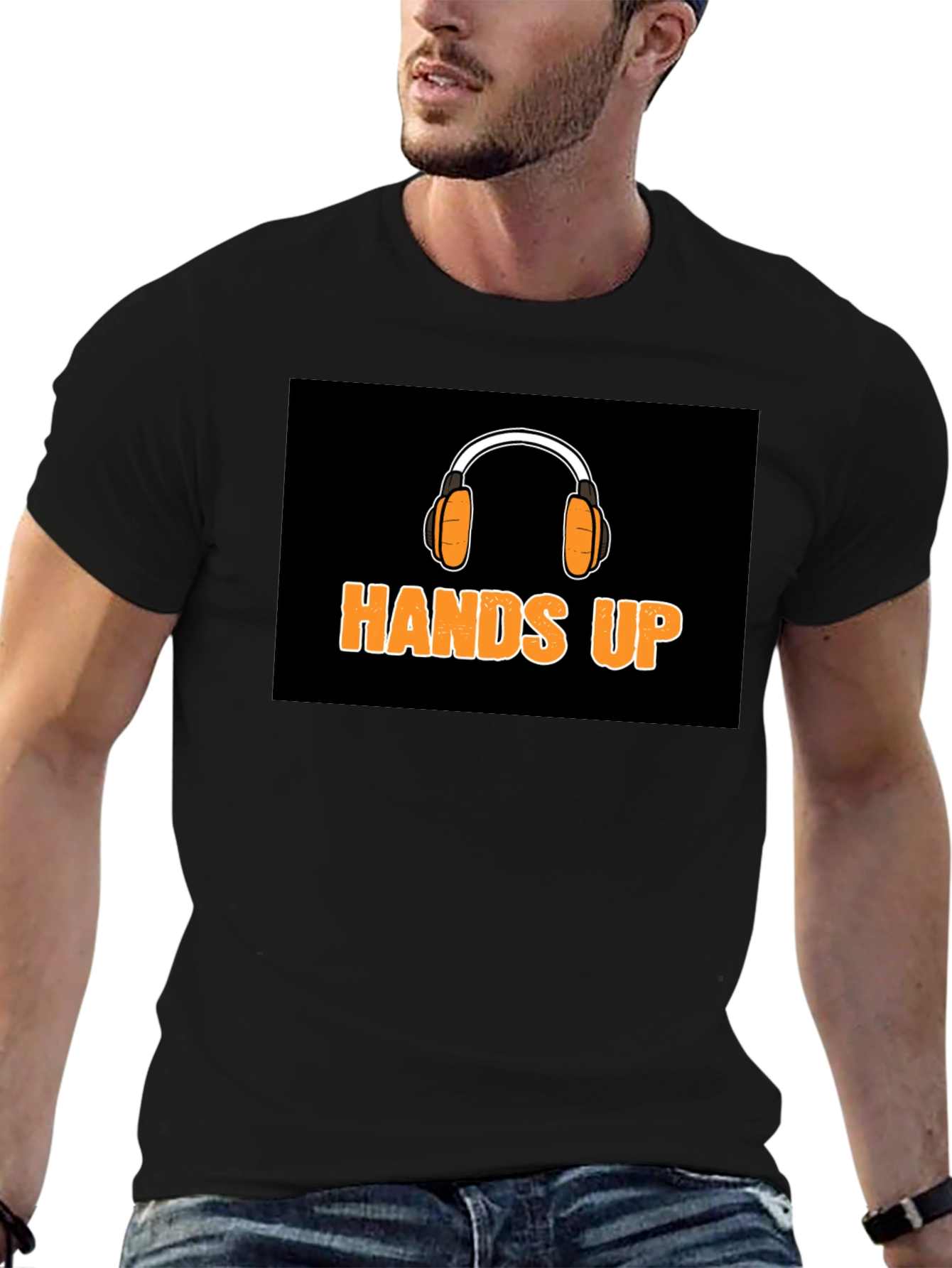 Hands Up Headphones Graphic T-Shirt