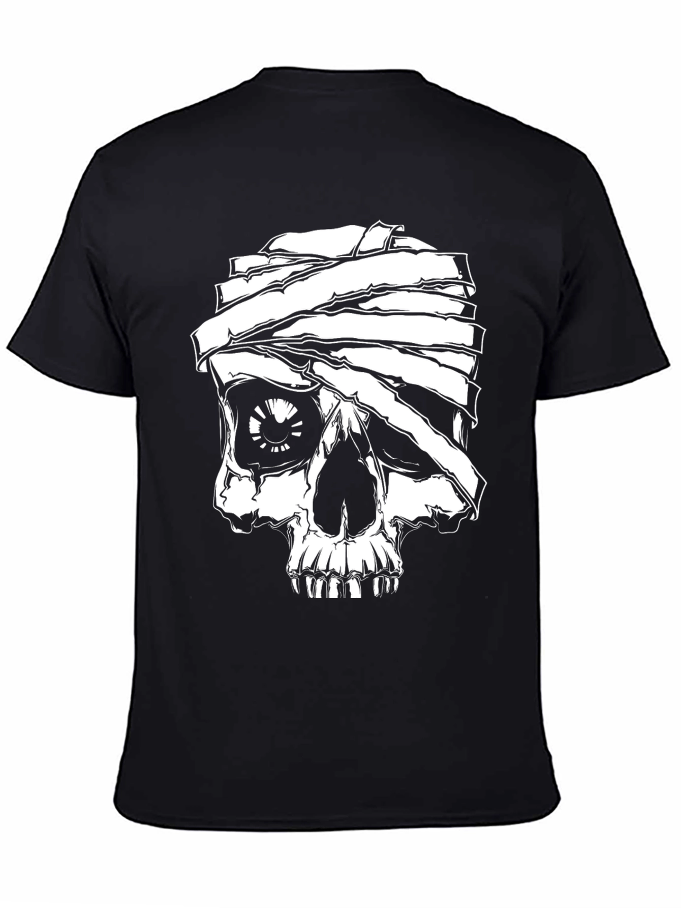 Mummy Skull Graphic Tee - Black Cotton T-Shirt