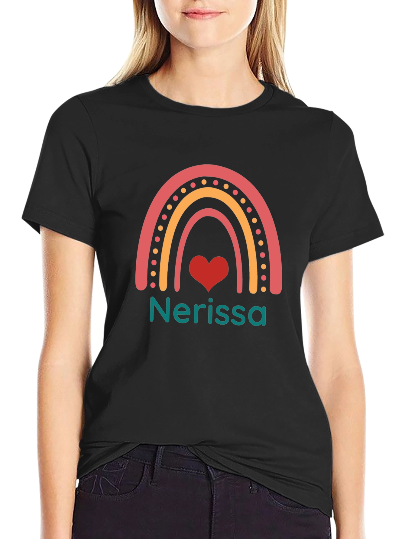 Nerissa Rainbow Heart Custom T-Shirt