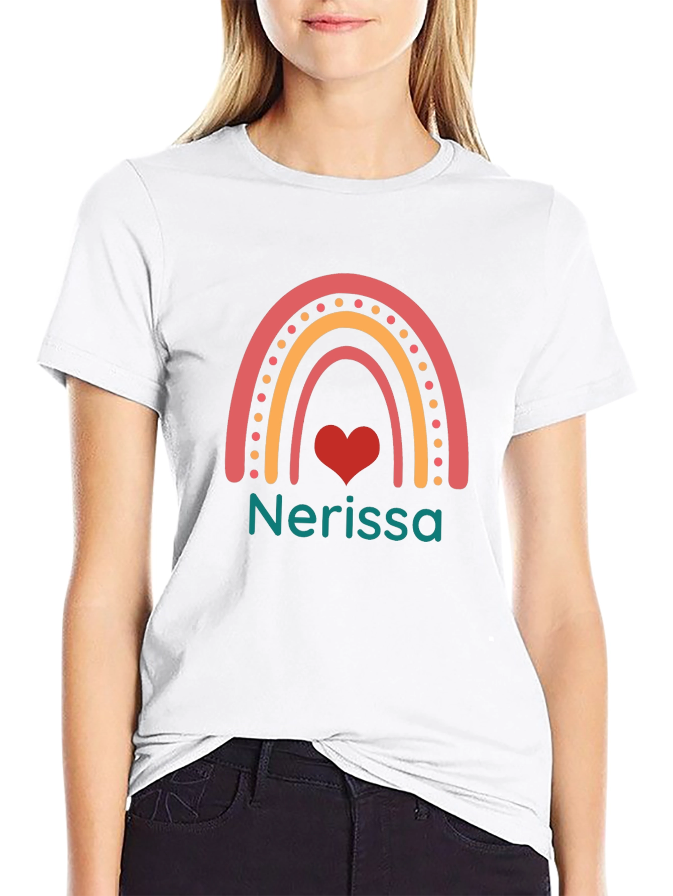 Nerissa Rainbow Heart Custom T-Shirt
