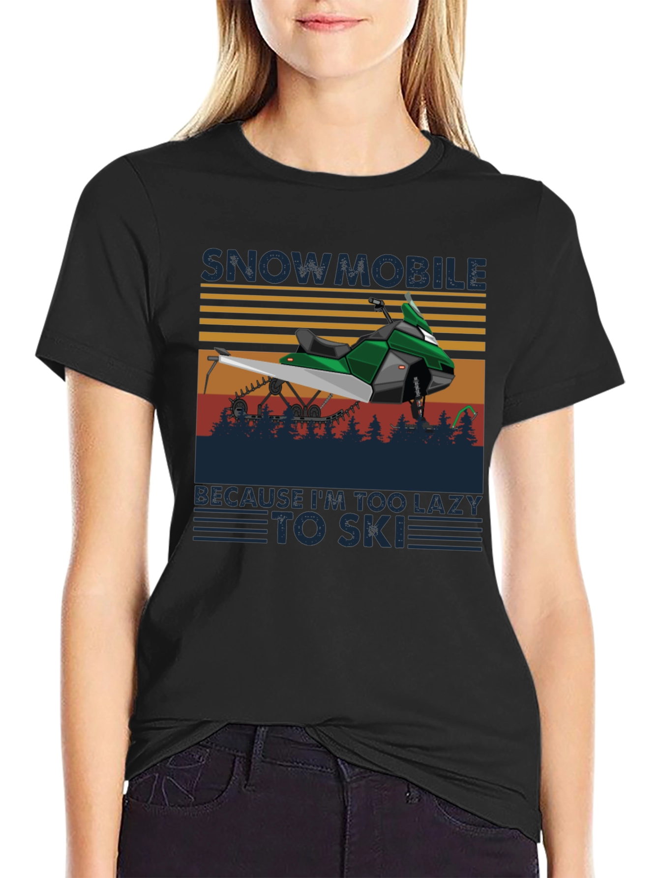Snowmobile Lazy to Ski T-Shirt